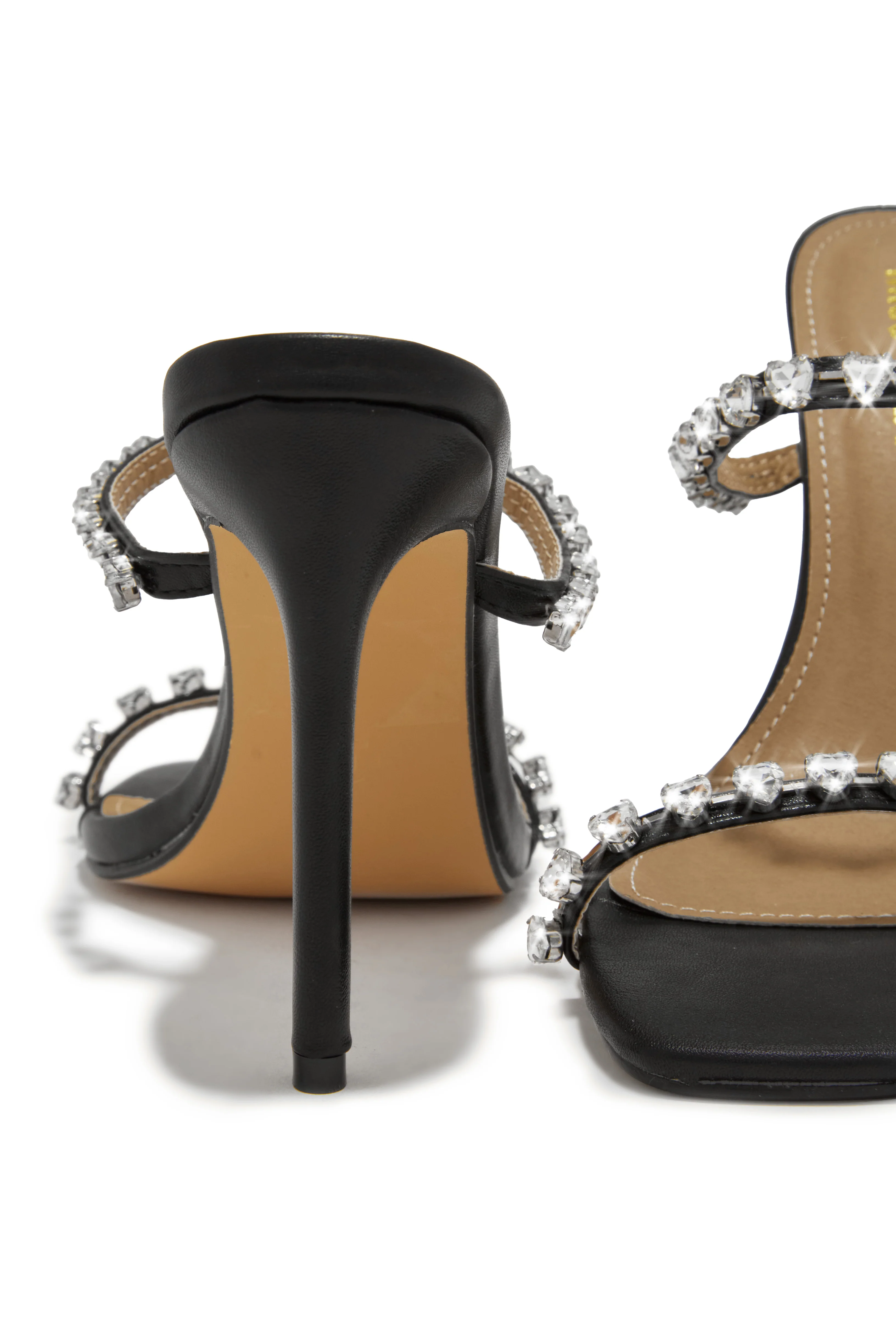 Love Addiction Embellished High Heel Mules - Black - Image 5