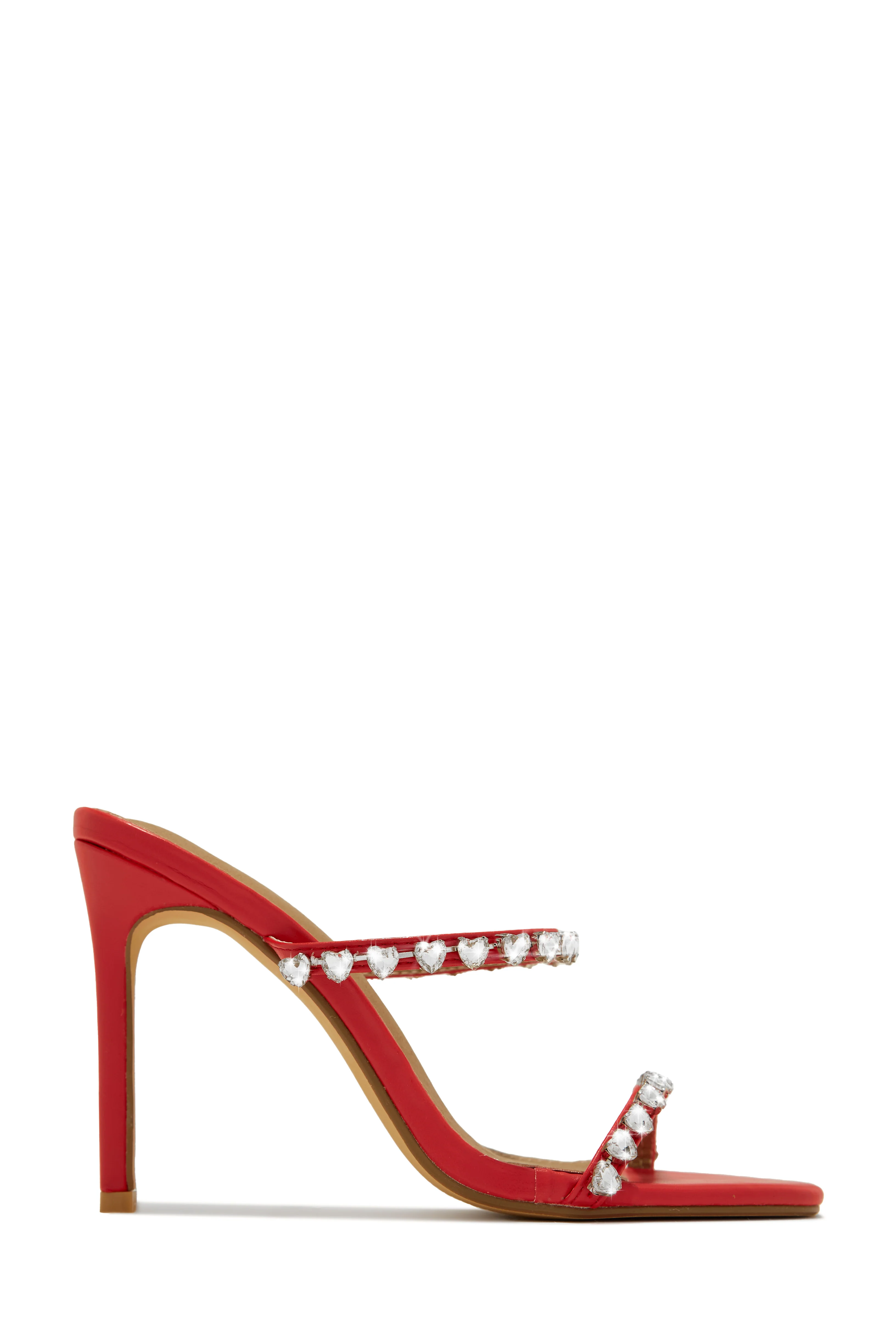 Love Addiction Embellished High Heel Mules - Red - Image 7