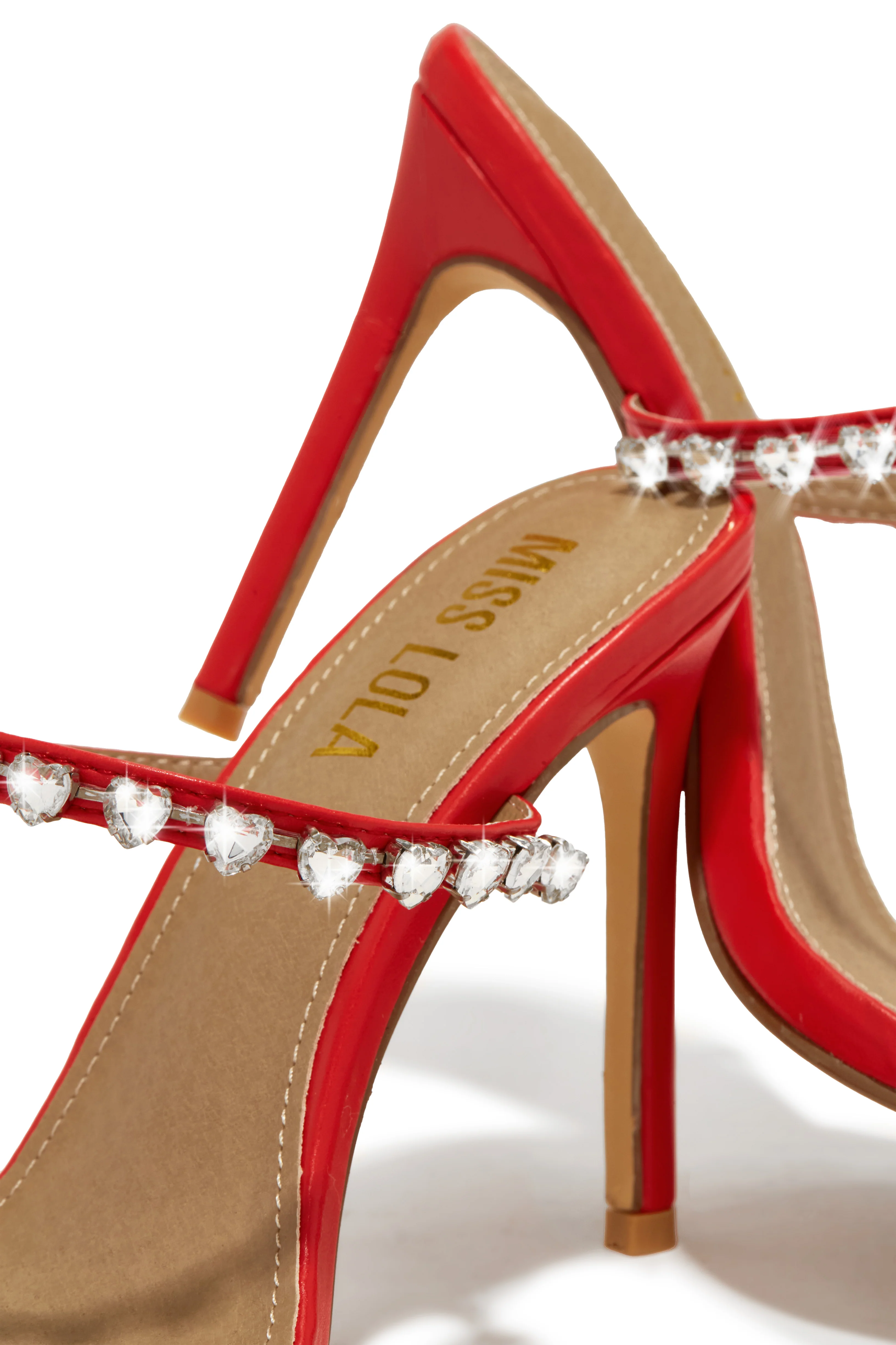 Love Addiction Embellished High Heel Mules - Red - Image 8