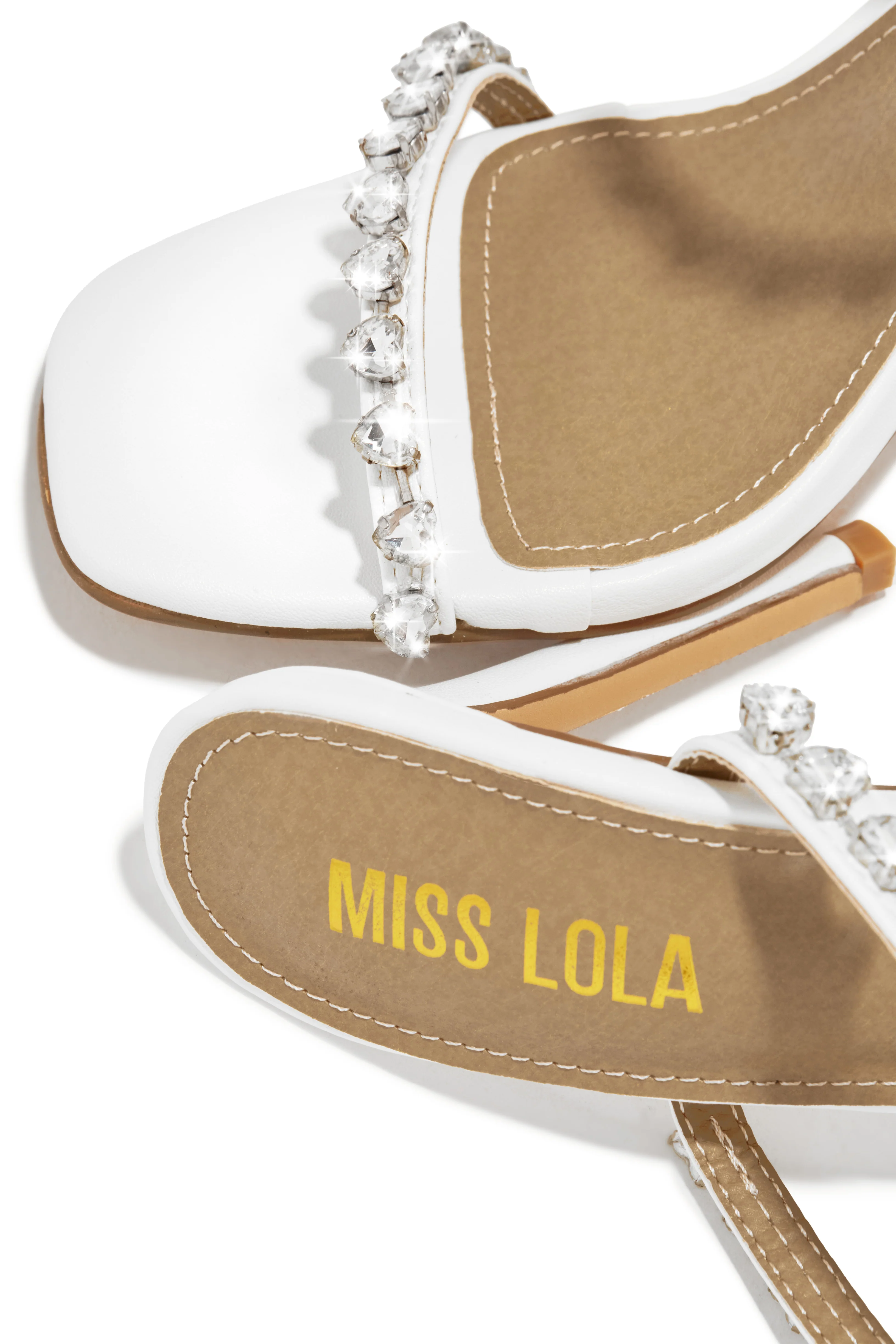 Love Addiction Embellished High Heel Mules - White - Image 7