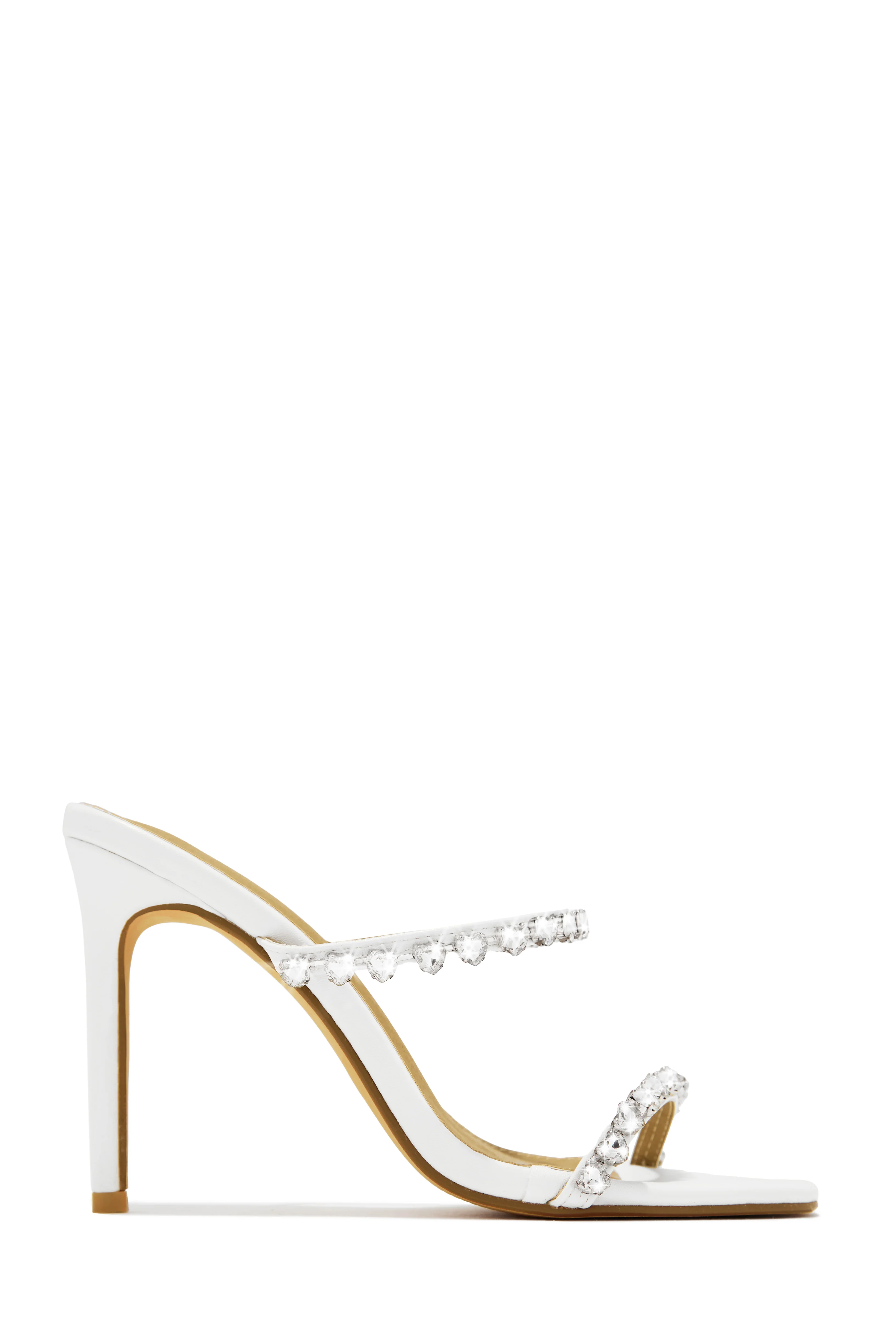 Love Addiction Embellished High Heel Mules - White - Image 9