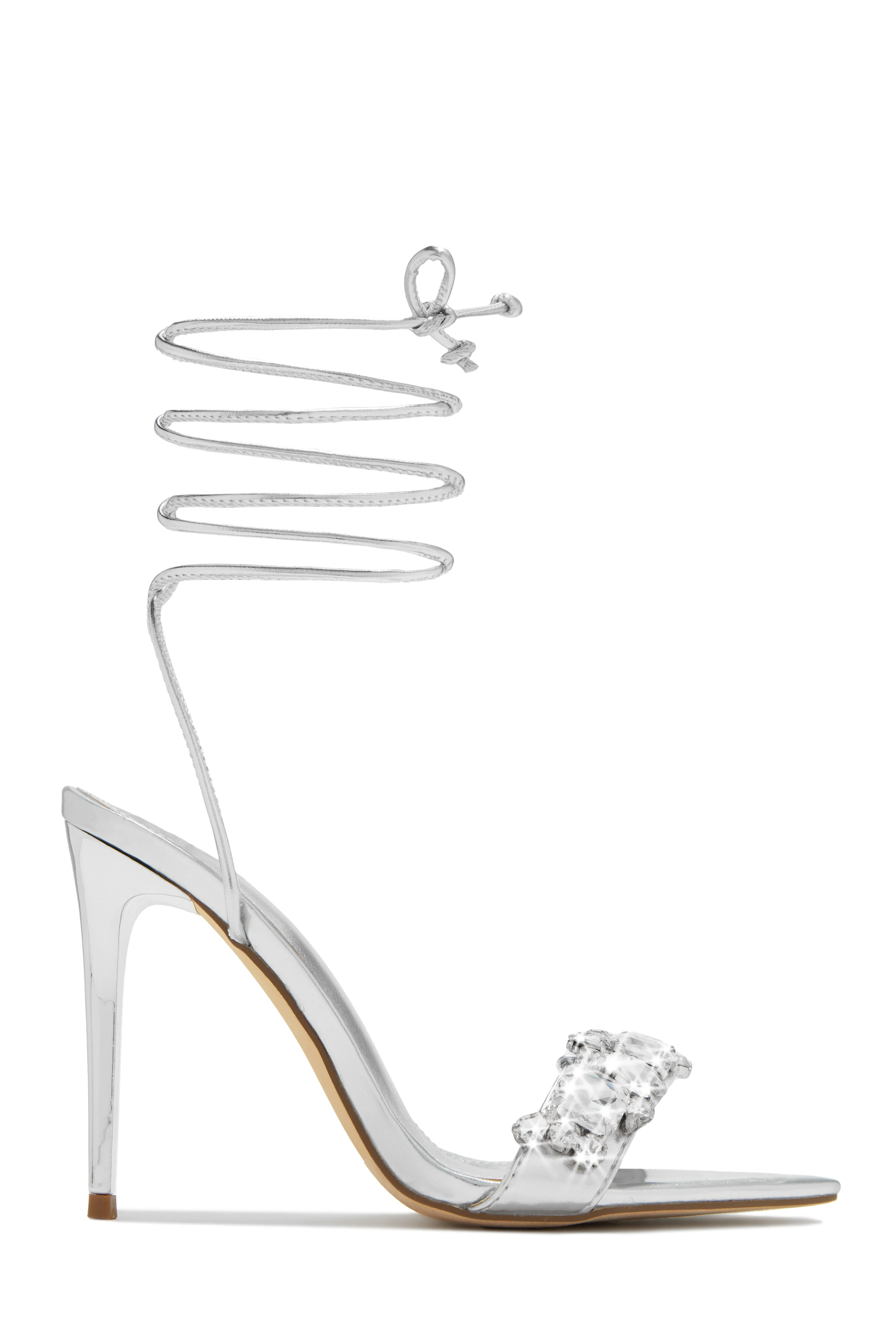 Love & Affection Embellished Lace Up High Heels - Black - Image 8