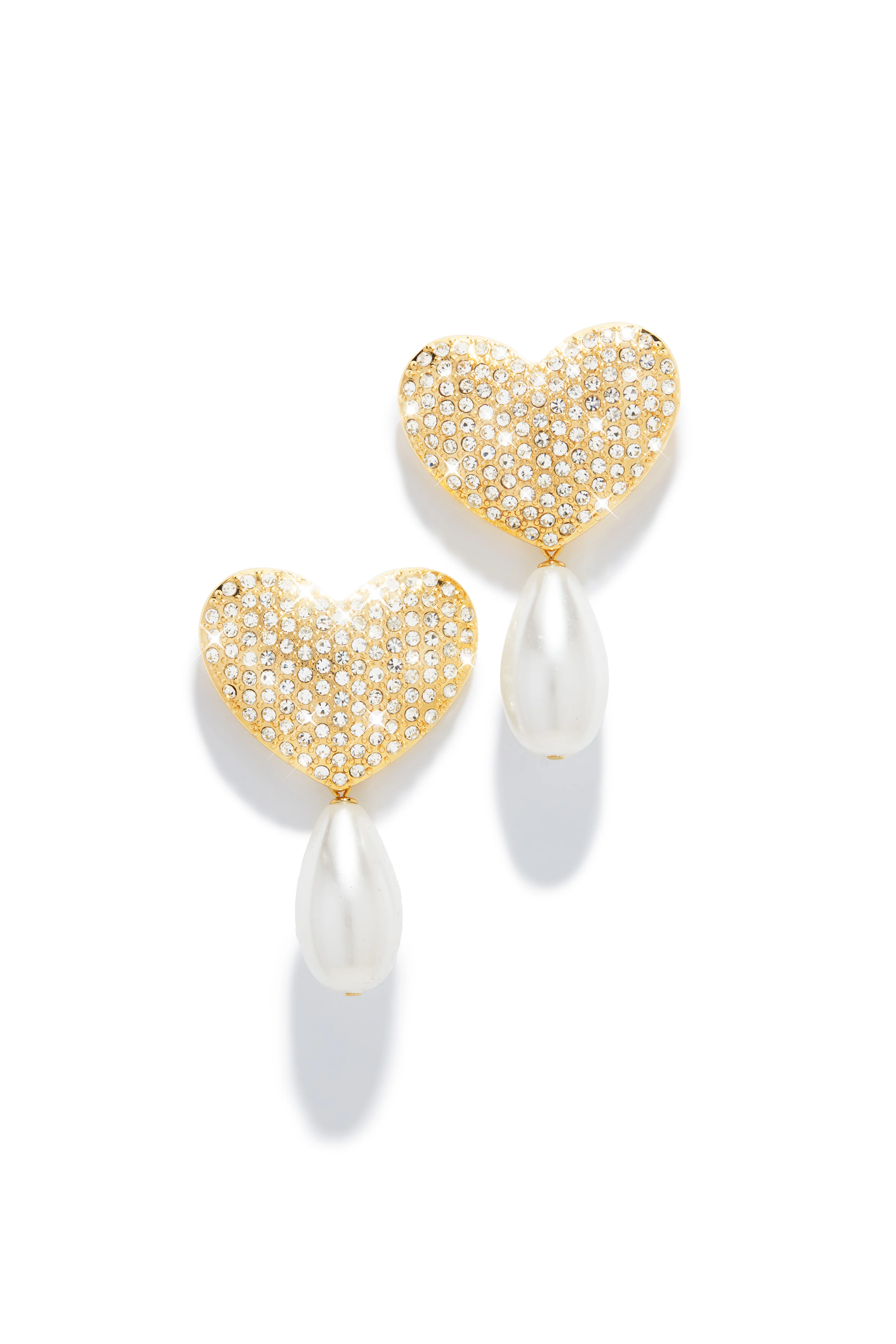Lover Embellished Heart Earring - Gold - Image 3