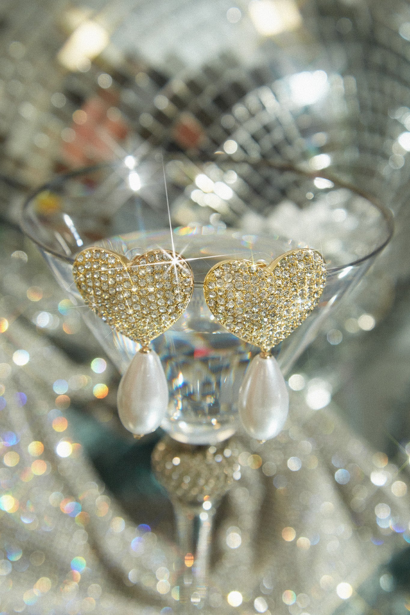 Lover Embellished Heart Earring - Gold - Image 4
