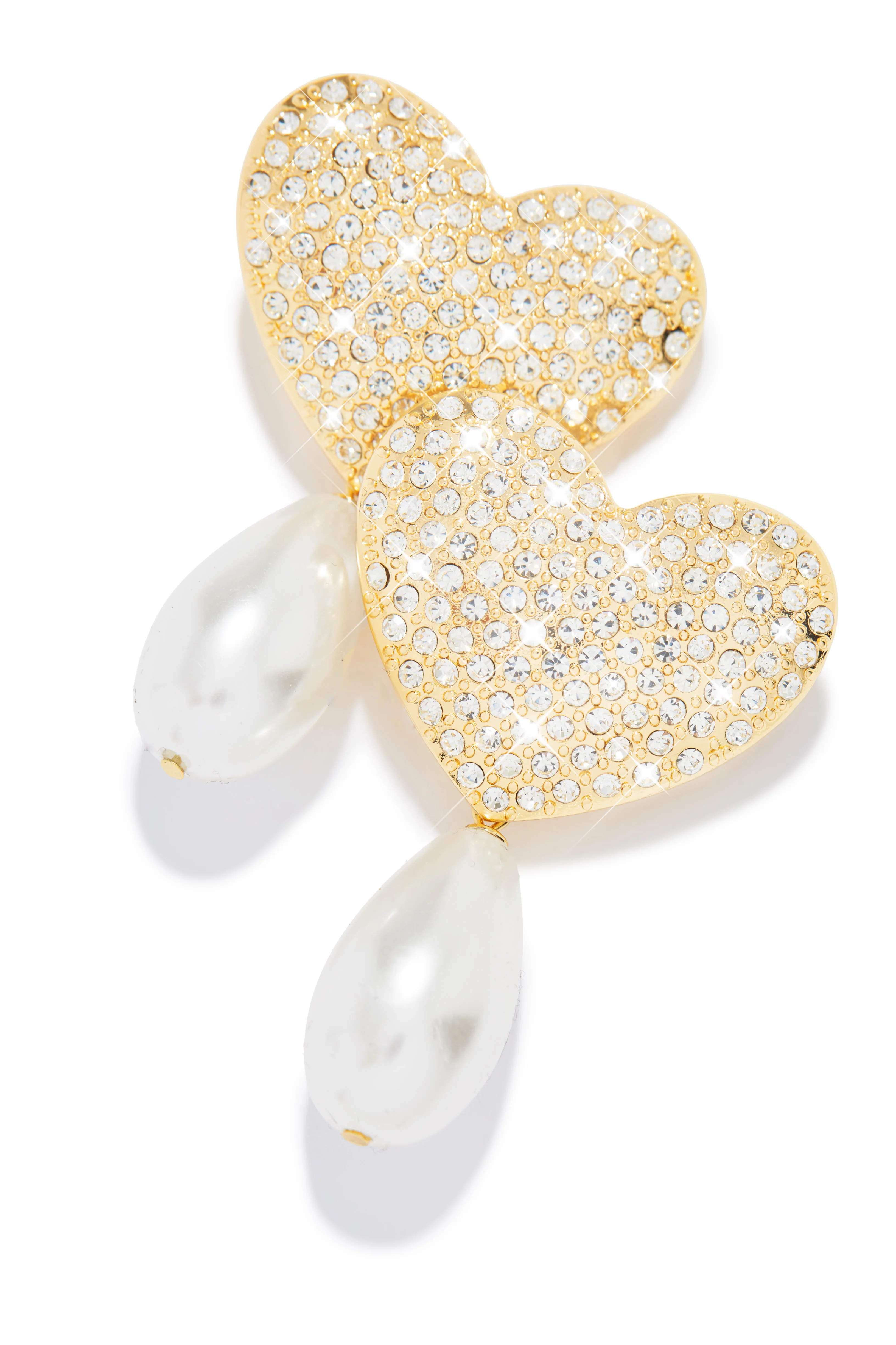 Lover Embellished Heart Earring - Gold - Image 5