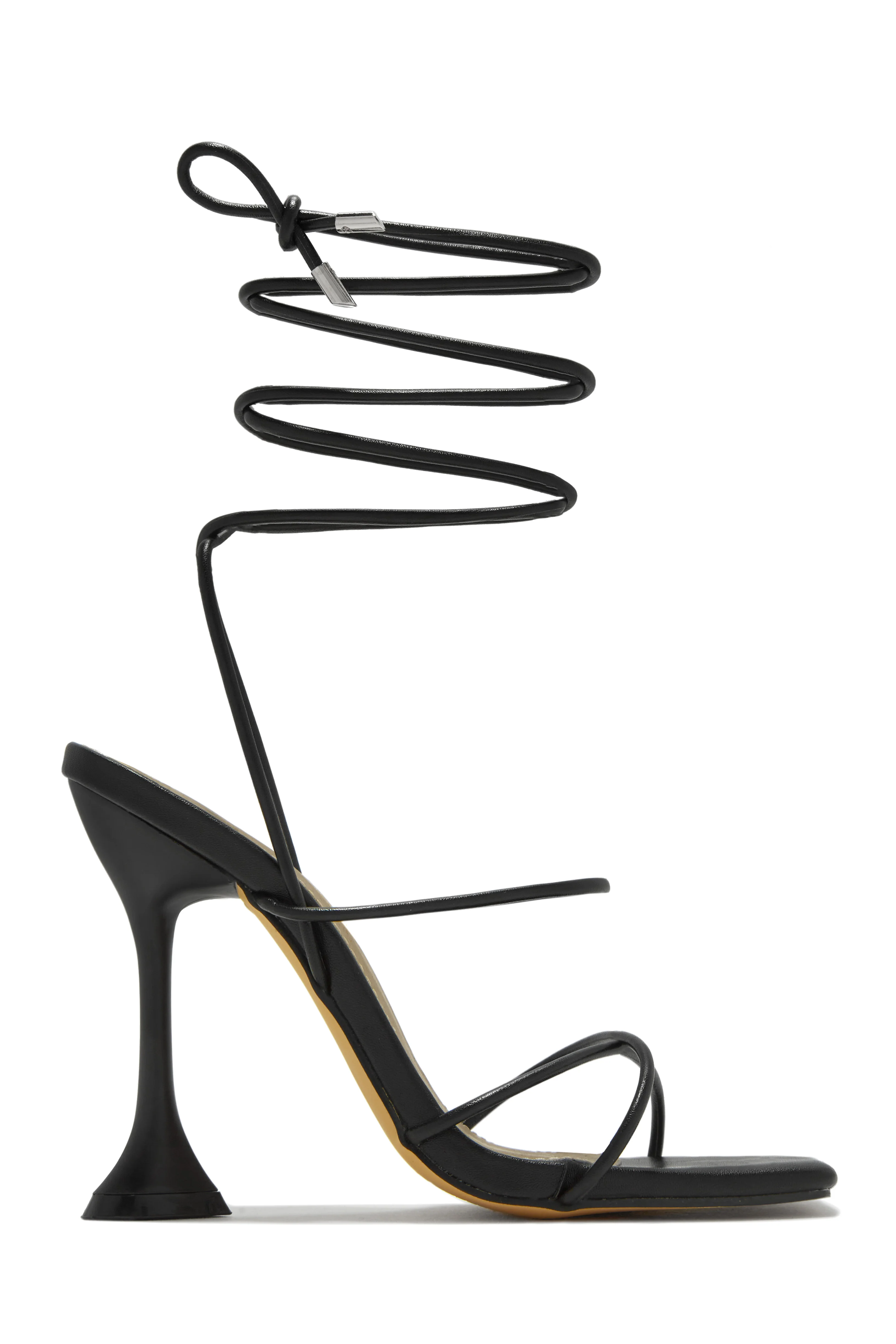 Loving Heart Lace Up High Heels - Silver - Image 6