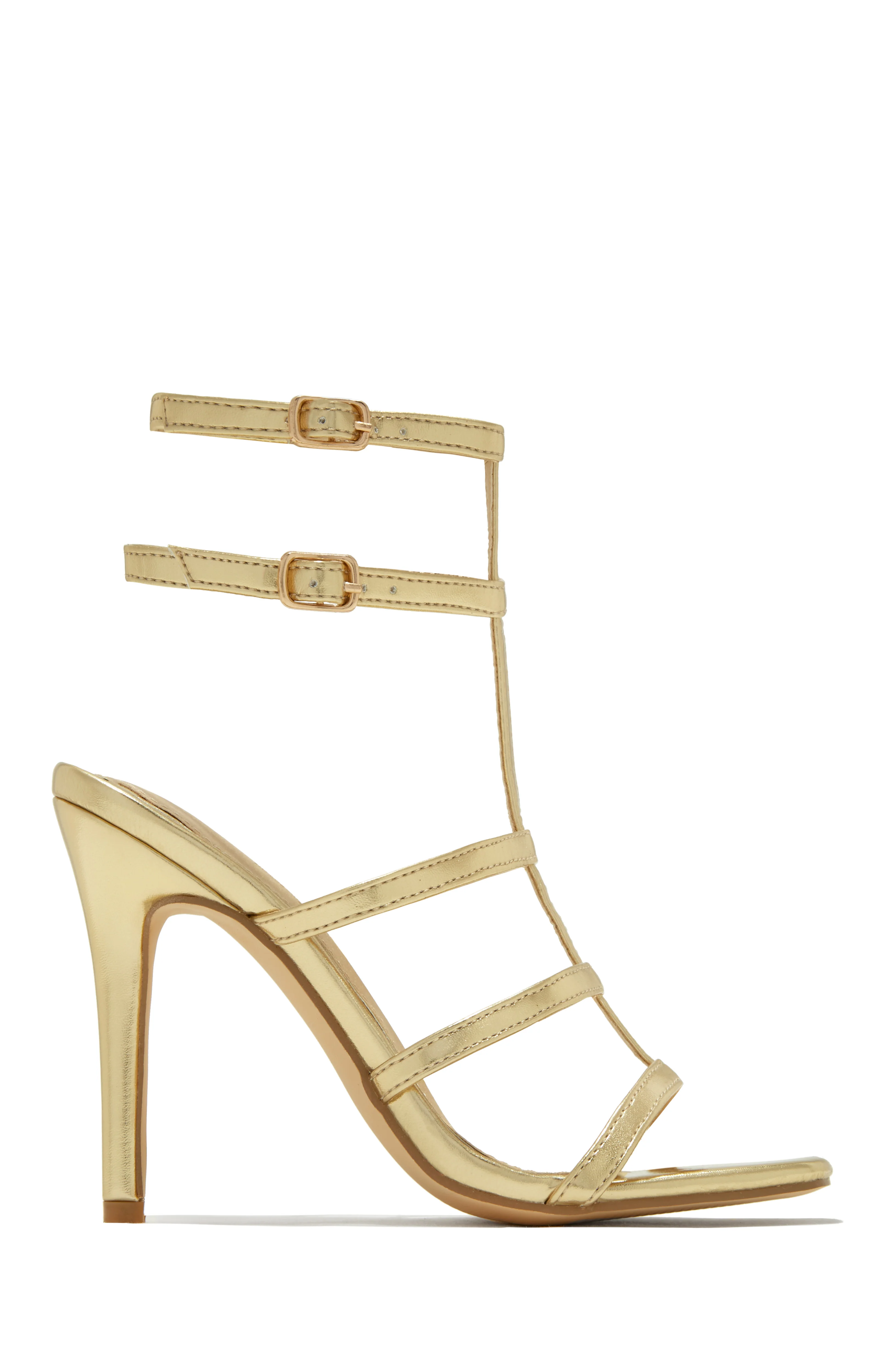 Luxury Essentials Caged Strap High Heels - Silver - Image 7