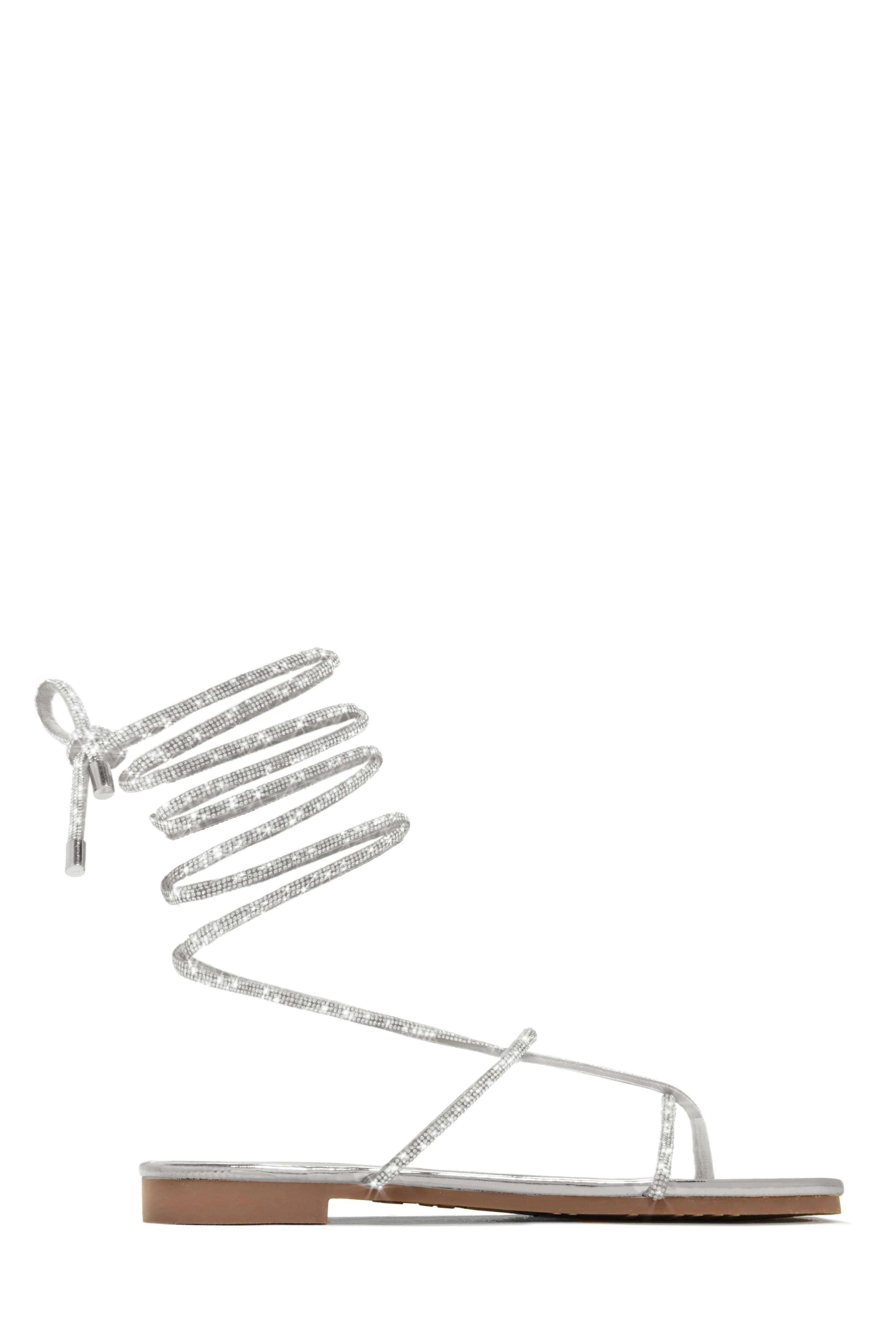 Luxury Oasis Embellished Lace Up Sandals - Silver - Image 5
