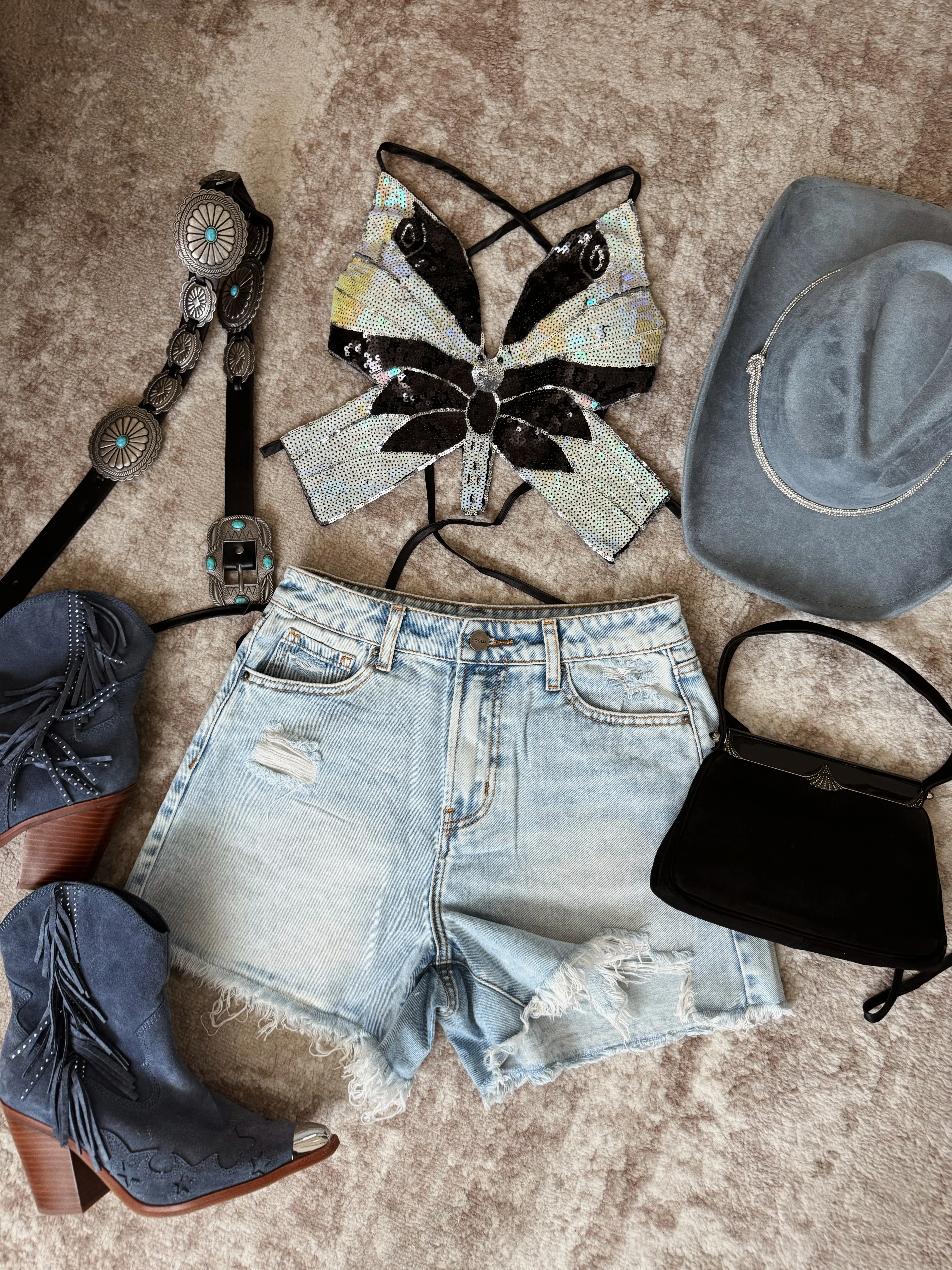 Lydia Distressed Shorts - Light Denim - Image 5