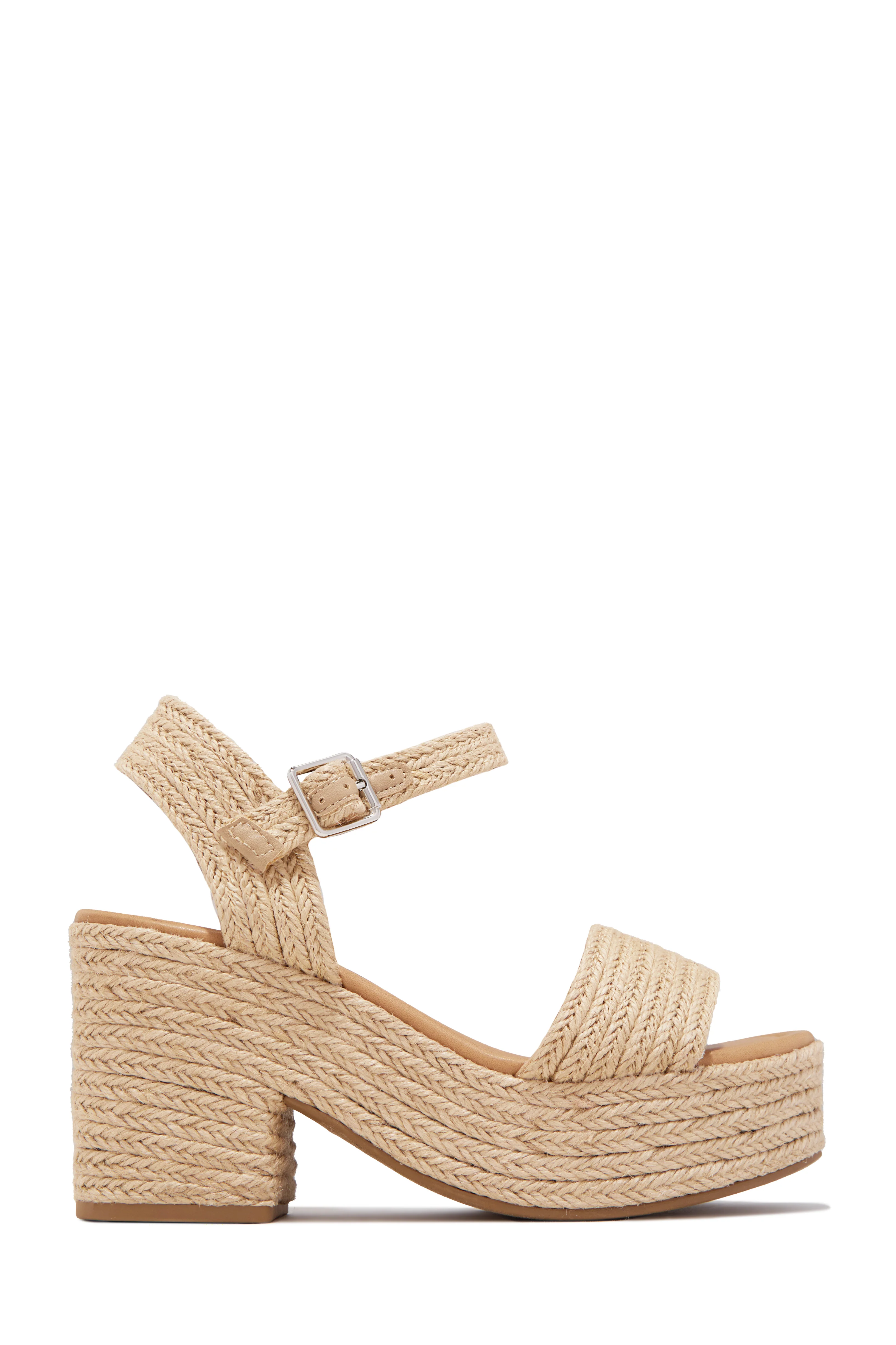 Marina Raffia Platform Heels - Natural - Image 4
