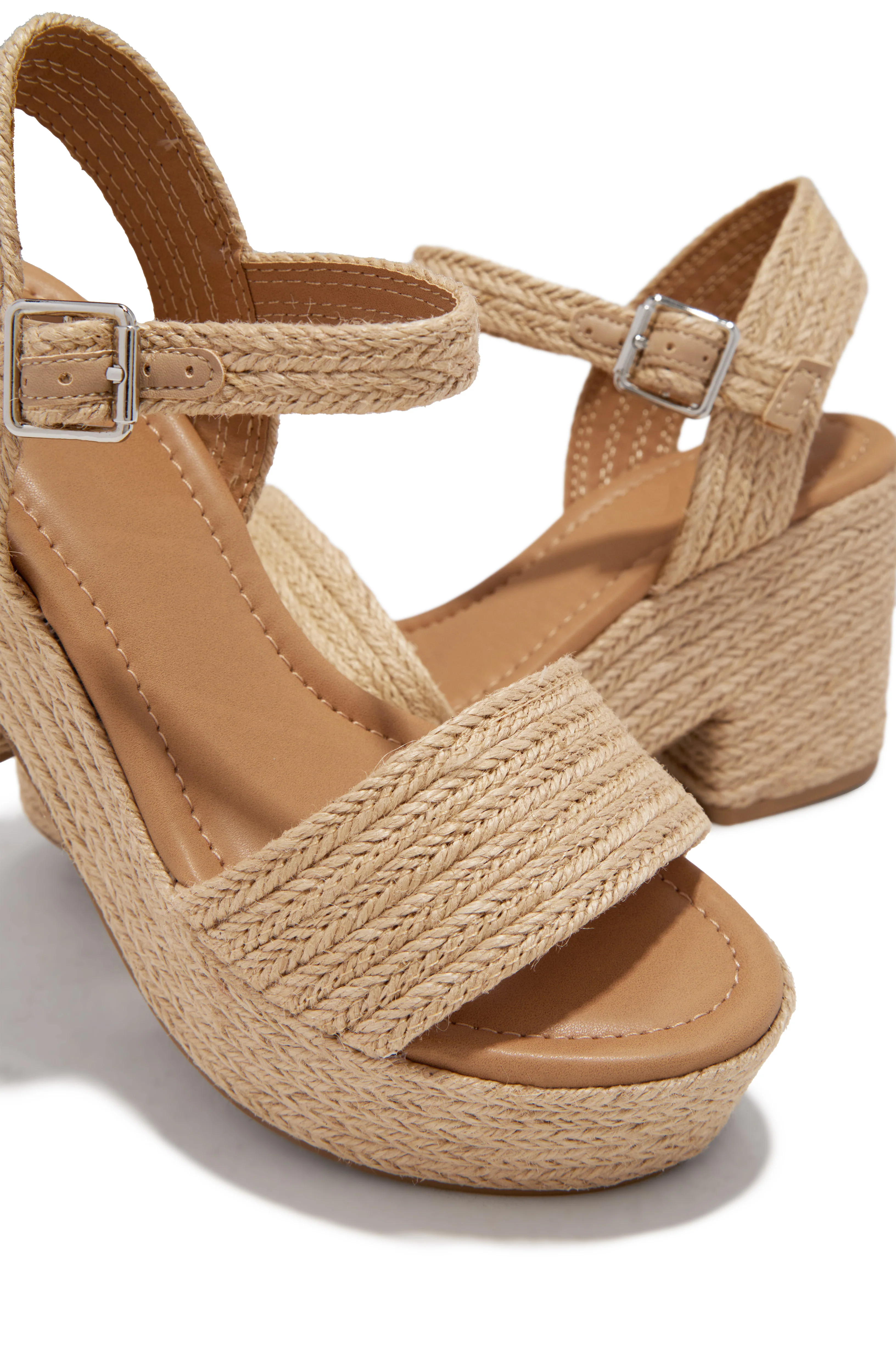 Marina Raffia Platform Heels - Natural - Image 5