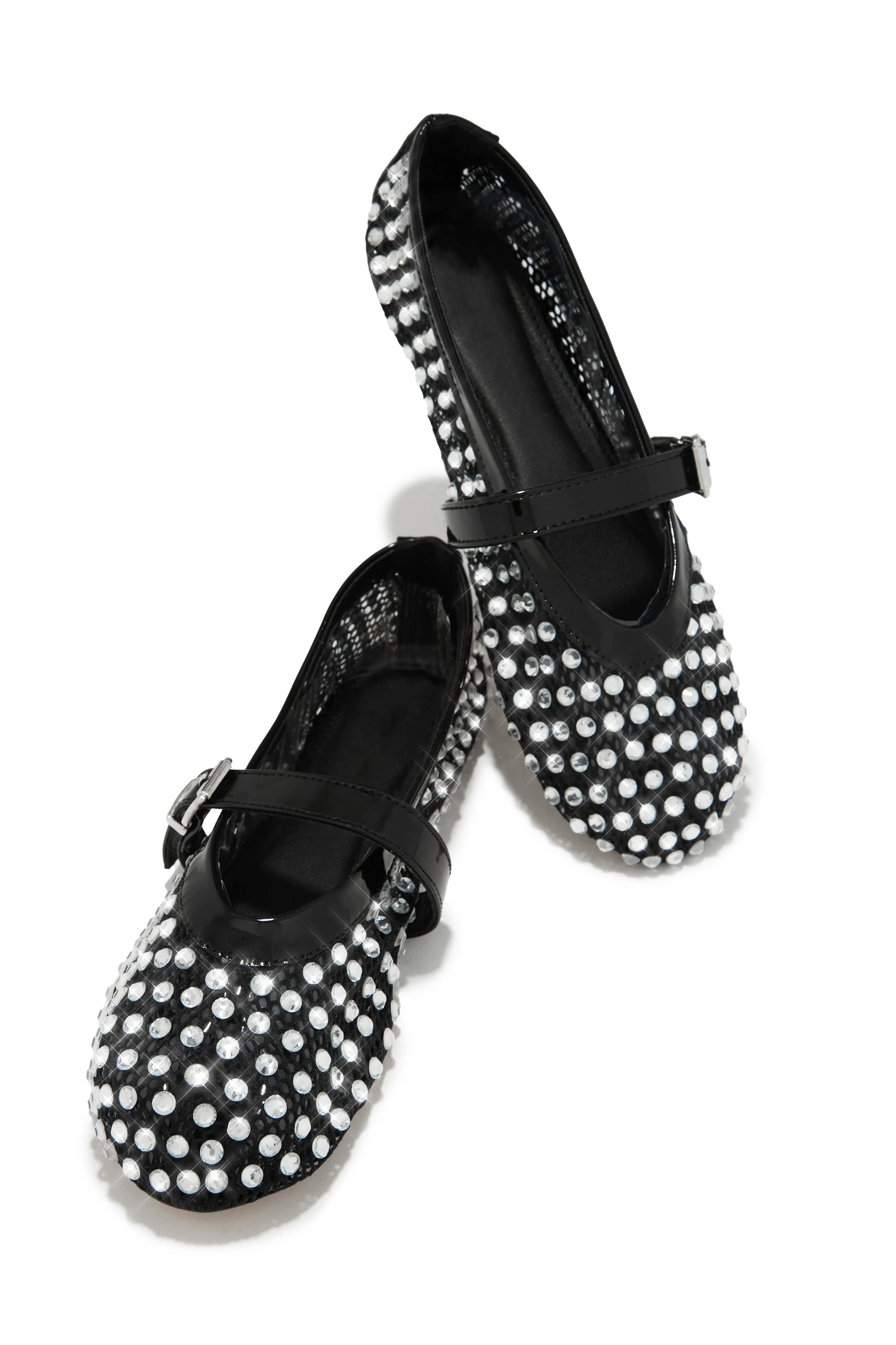 Marlie Embellished Mesh Flats - Black - Image 5