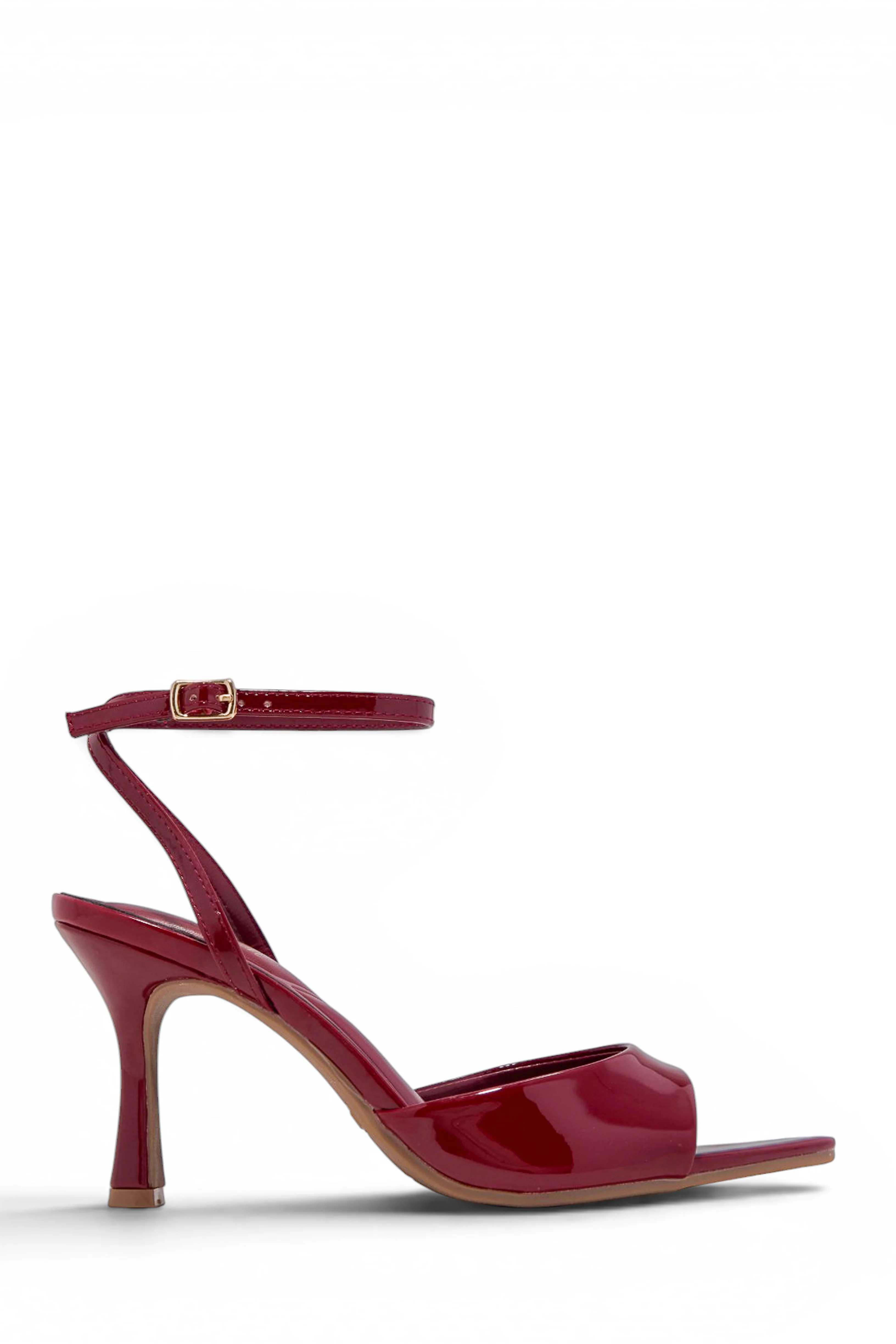 Melissa Ankle Strap Single Sole Heels - Red Pat - Image 2