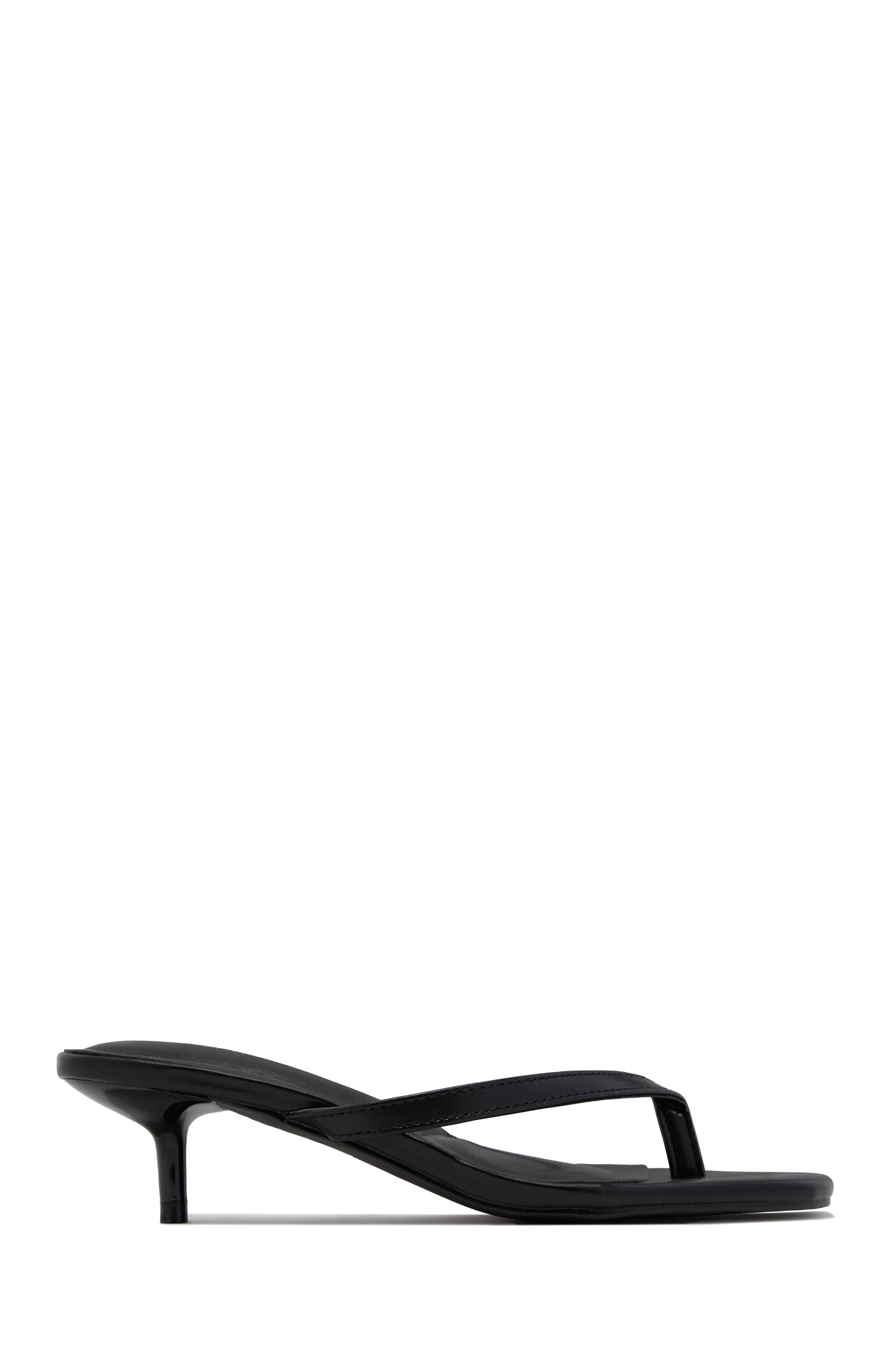 Mila Thong Strap Mid Heels - Black - Image 3