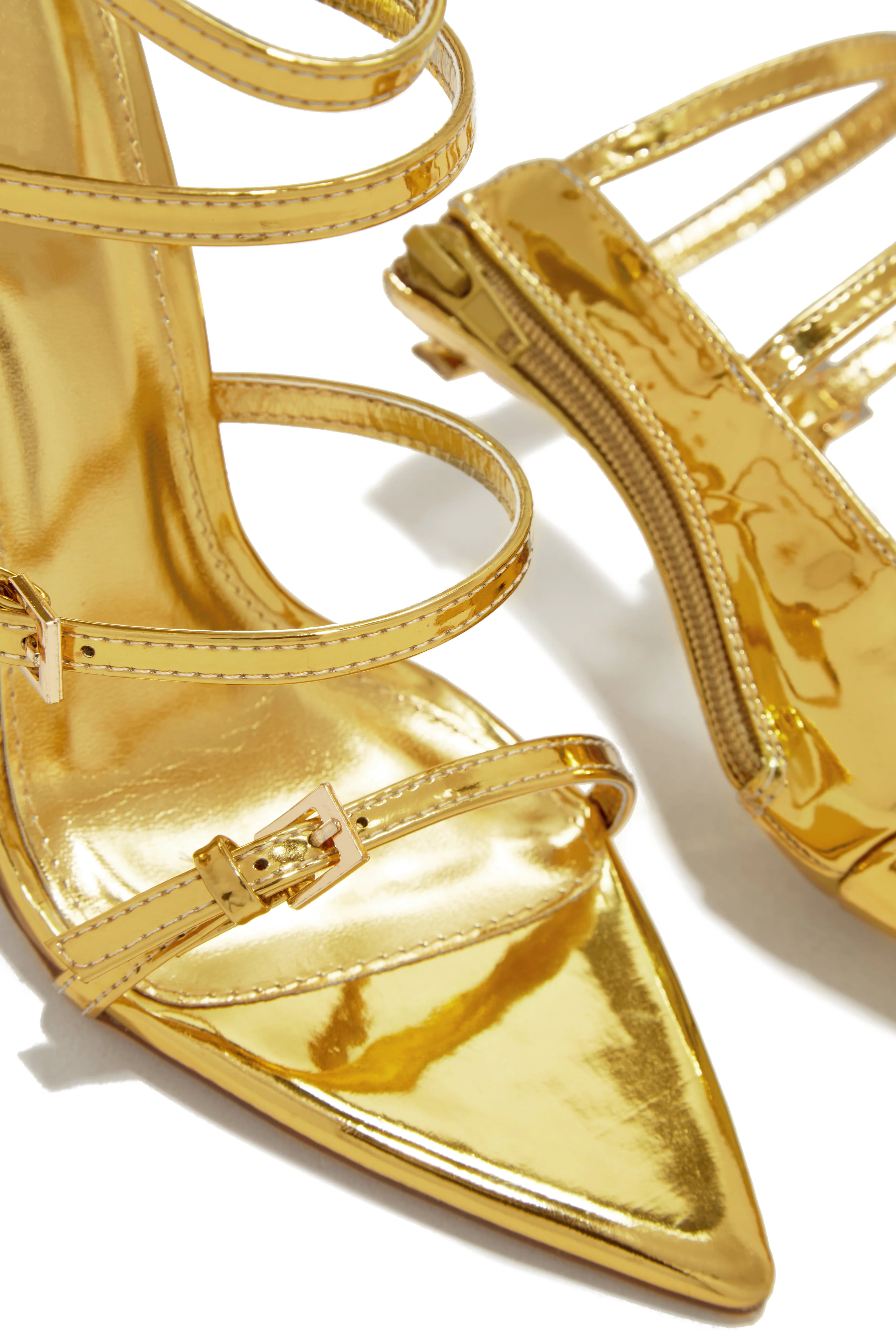 Milani Single Sole Multi Strap High Heels - Gold - Image 2