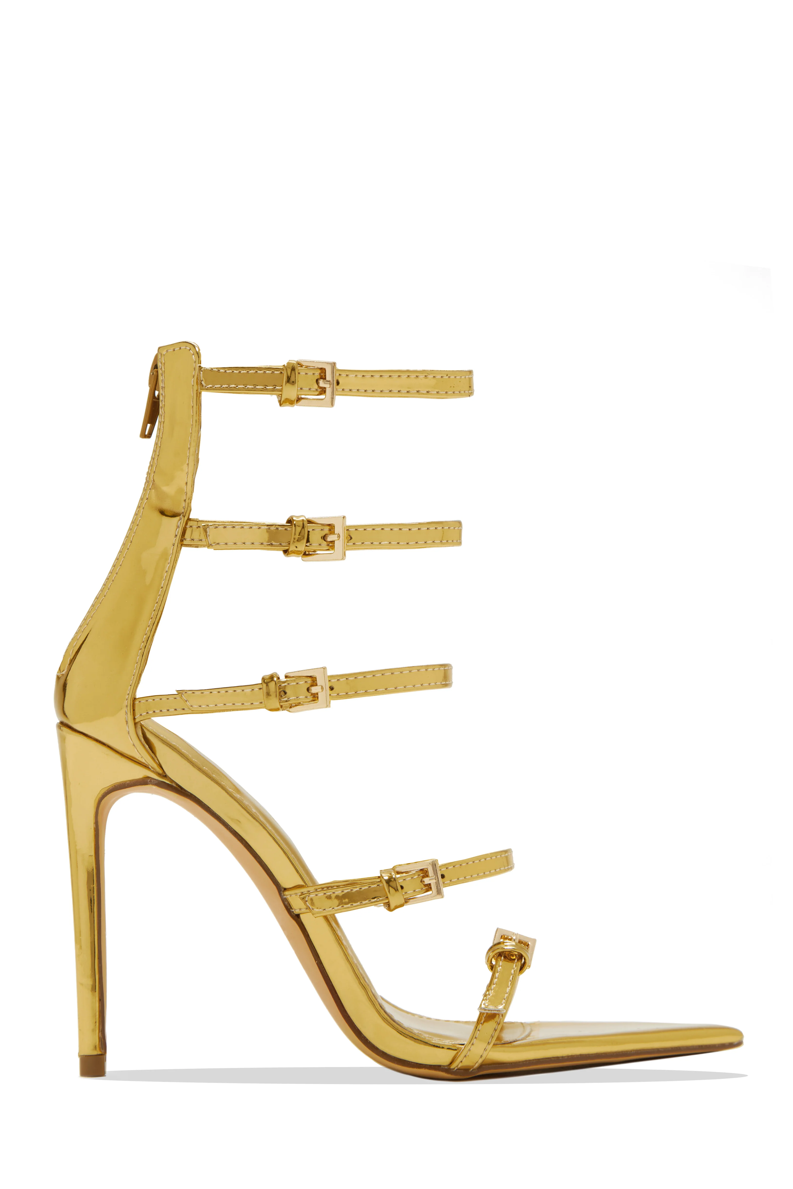 Milani Single Sole Multi Strap High Heels - Gold - Image 3
