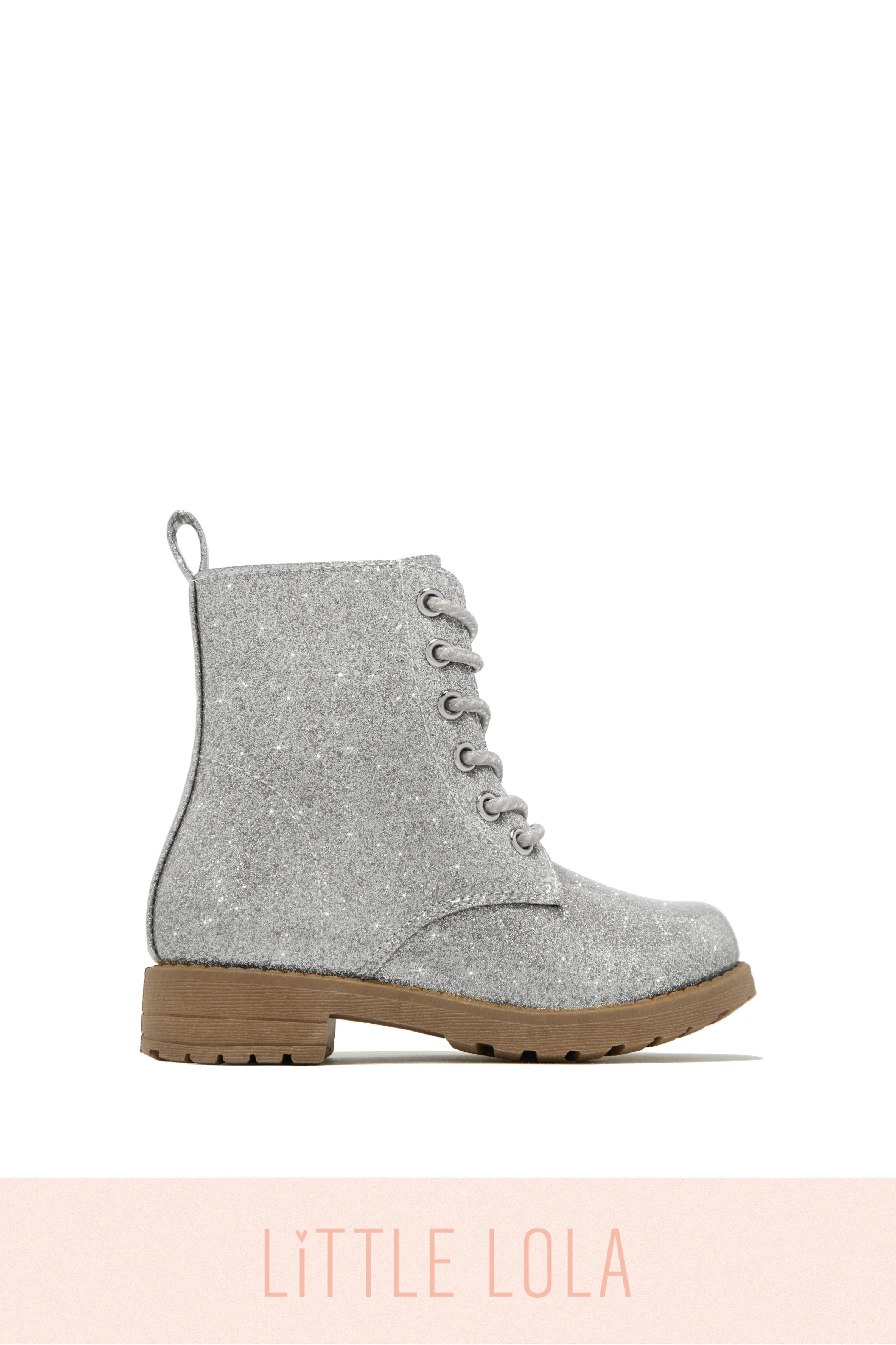 Mini Attitude Kids Glitter Lace Up Combat Boots - Gold - Image 7