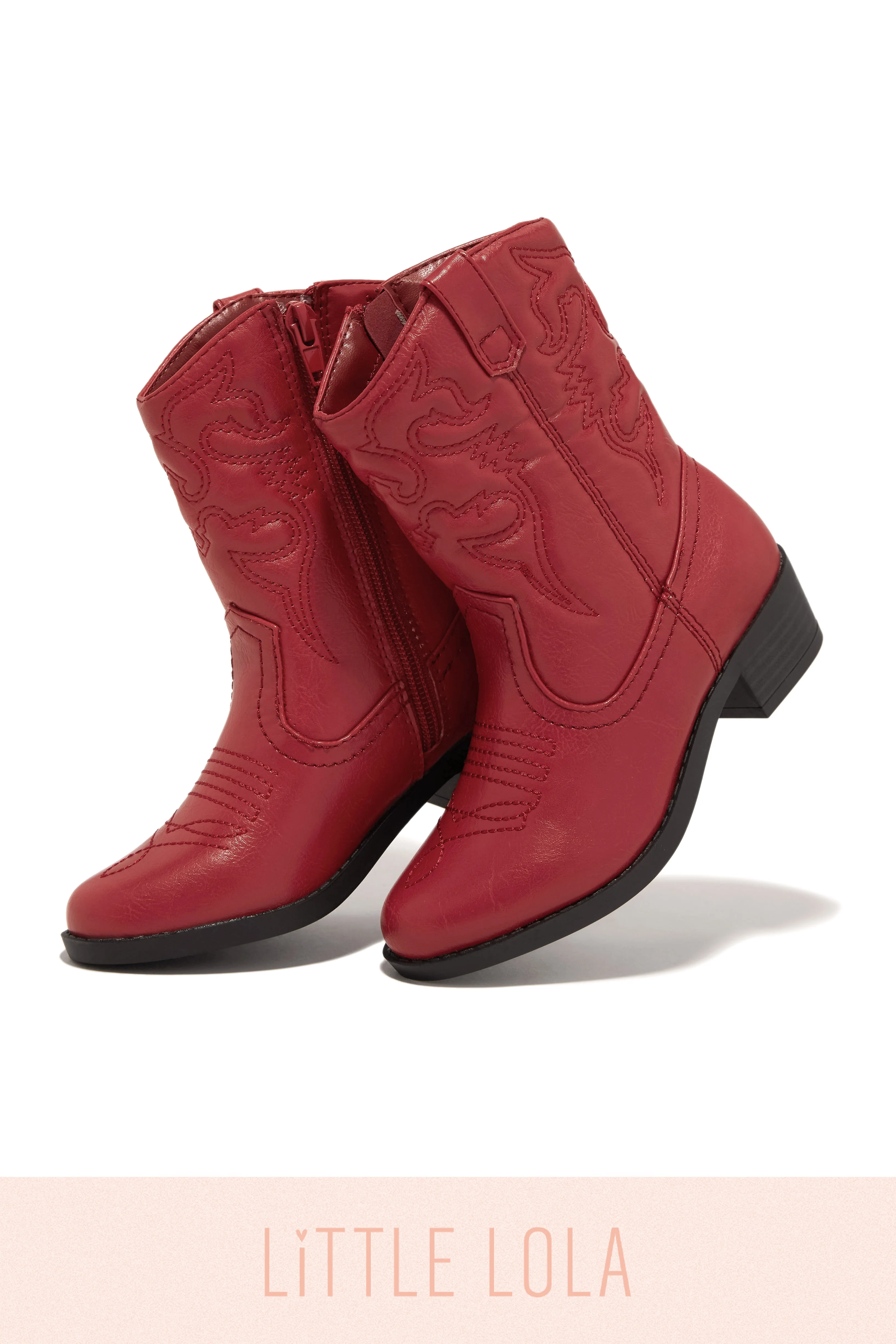 Mini Libby Kids Cowgirl Boots - Red - Image 3