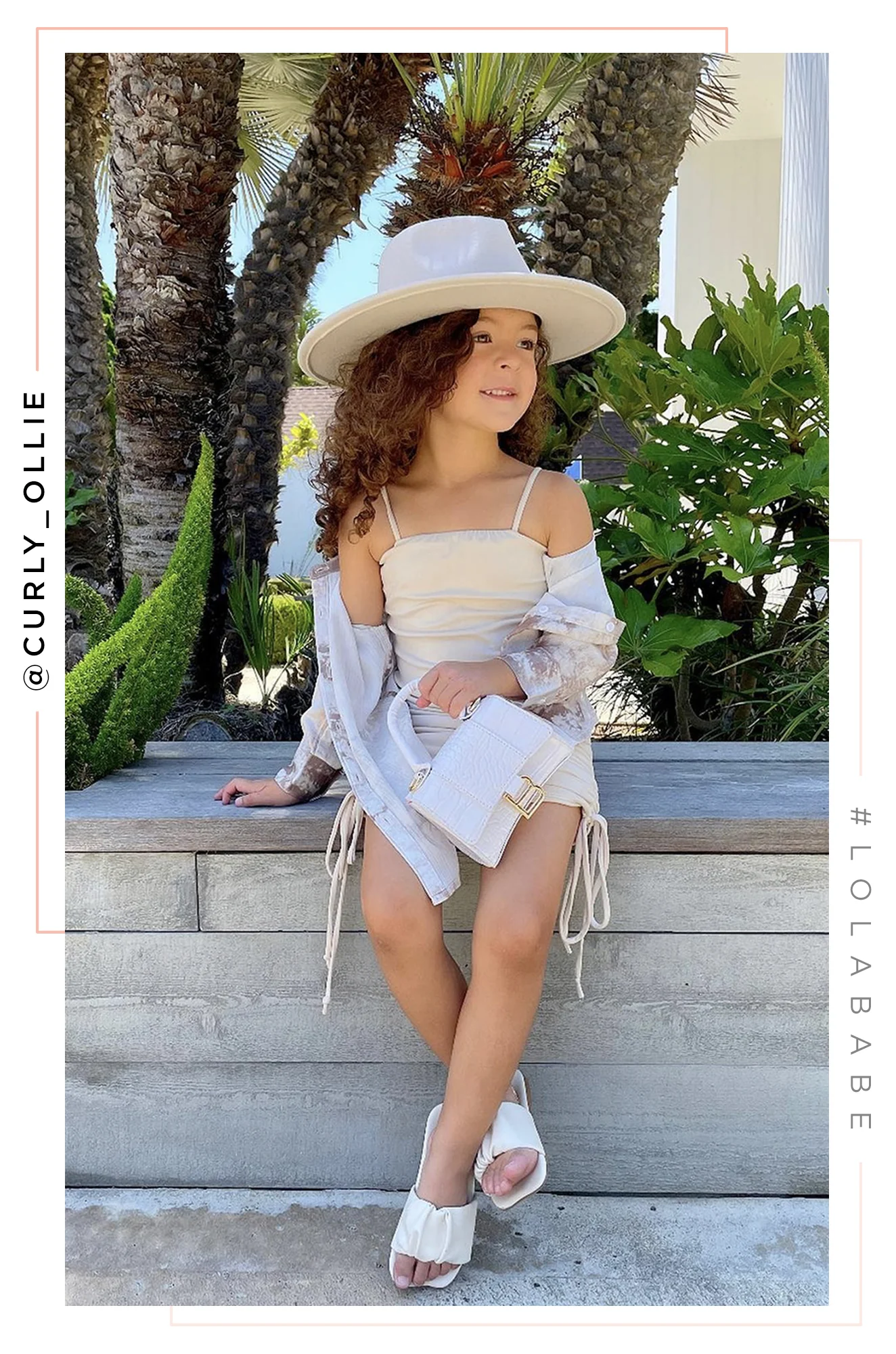 Mini Primavera Kids Flat Brim Hat - Ivory - Image 2