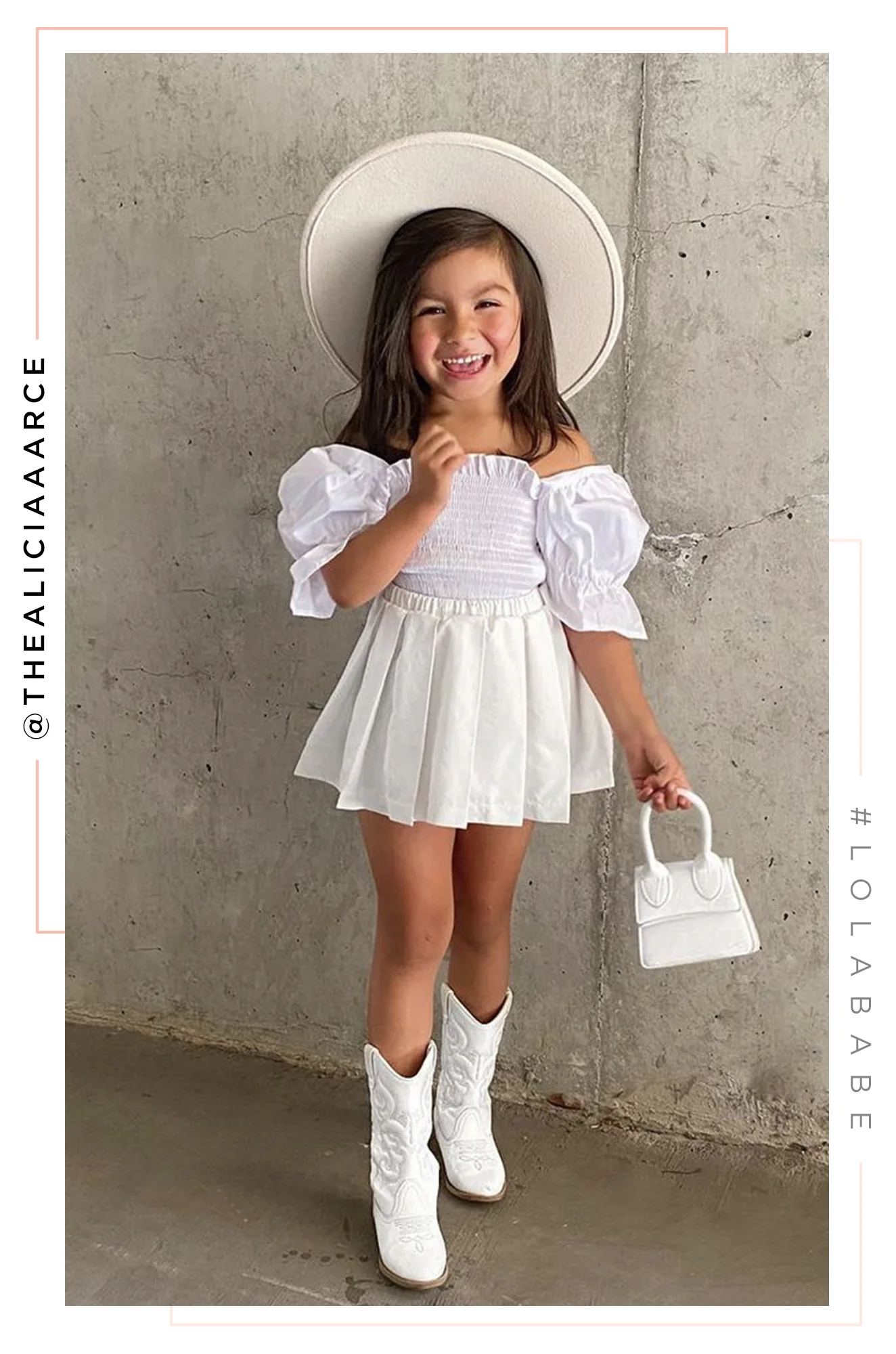 Mini Primavera Kids Flat Brim Hat - Ivory - Image 3