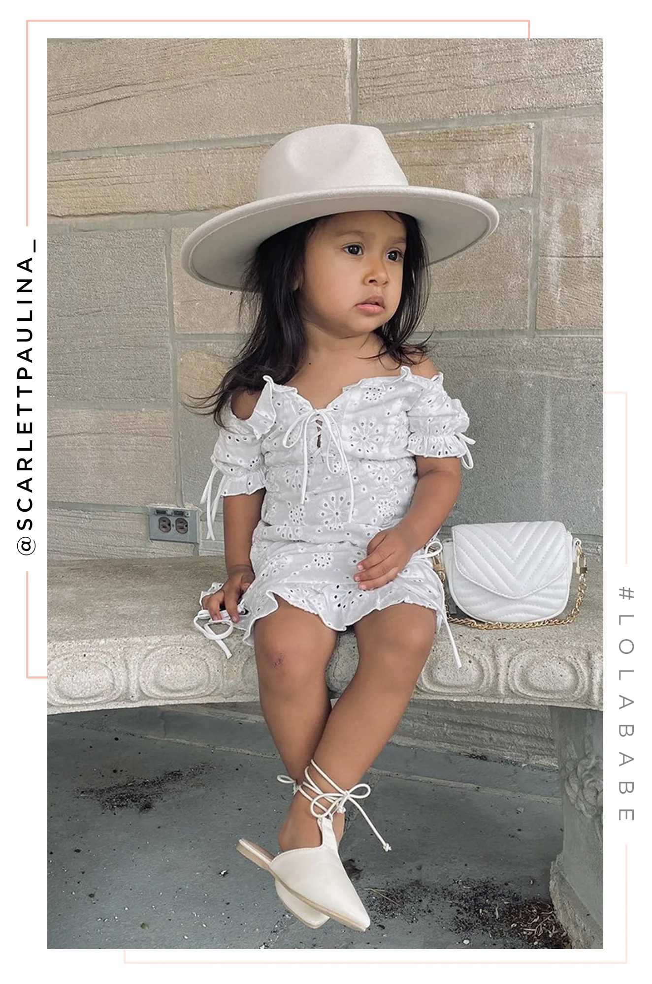 Mini Primavera Kids Flat Brim Hat - Ivory - Image 6