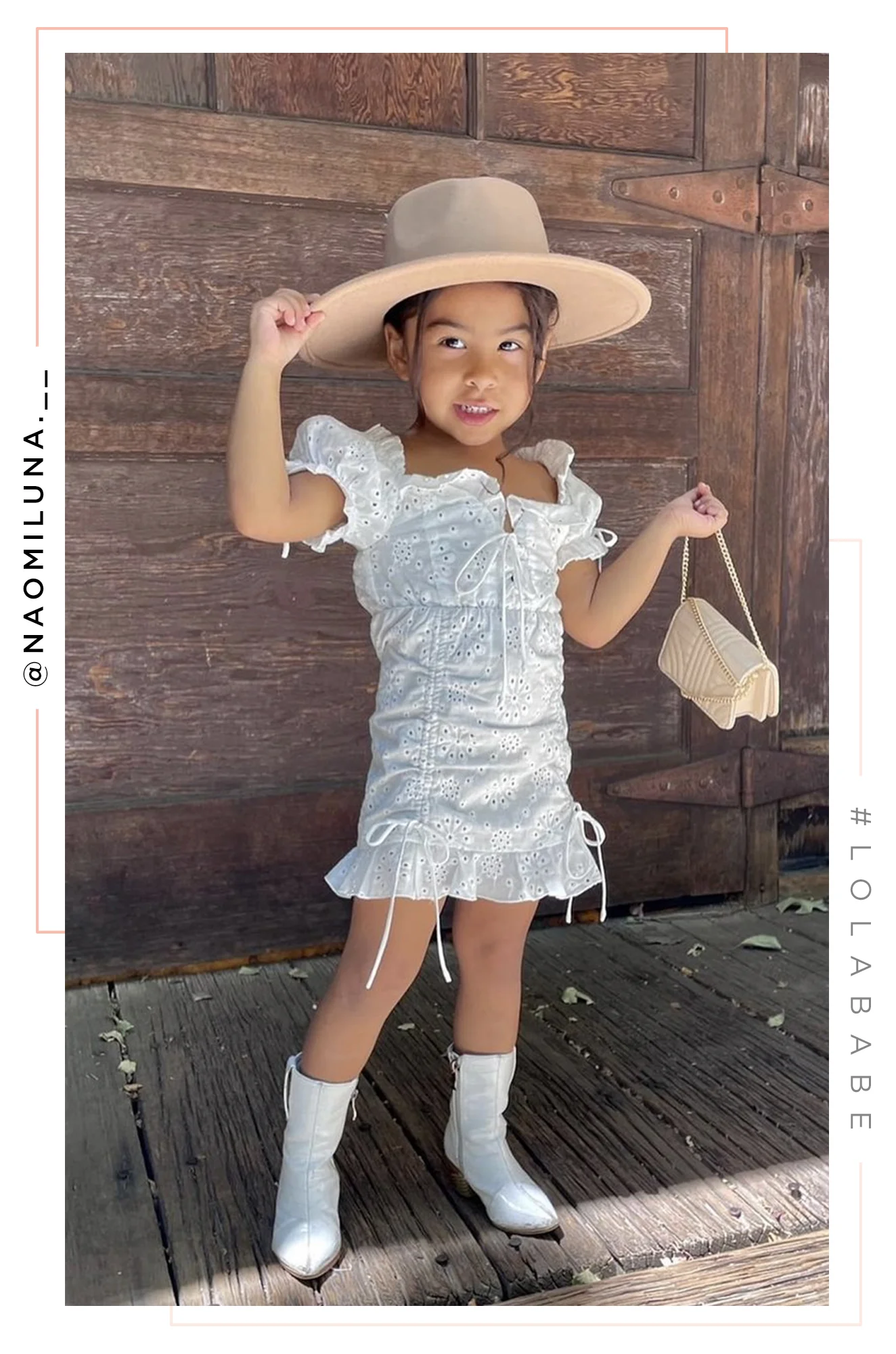 Mini Primavera Kids Flat Brim Hat - Nude - Image 5