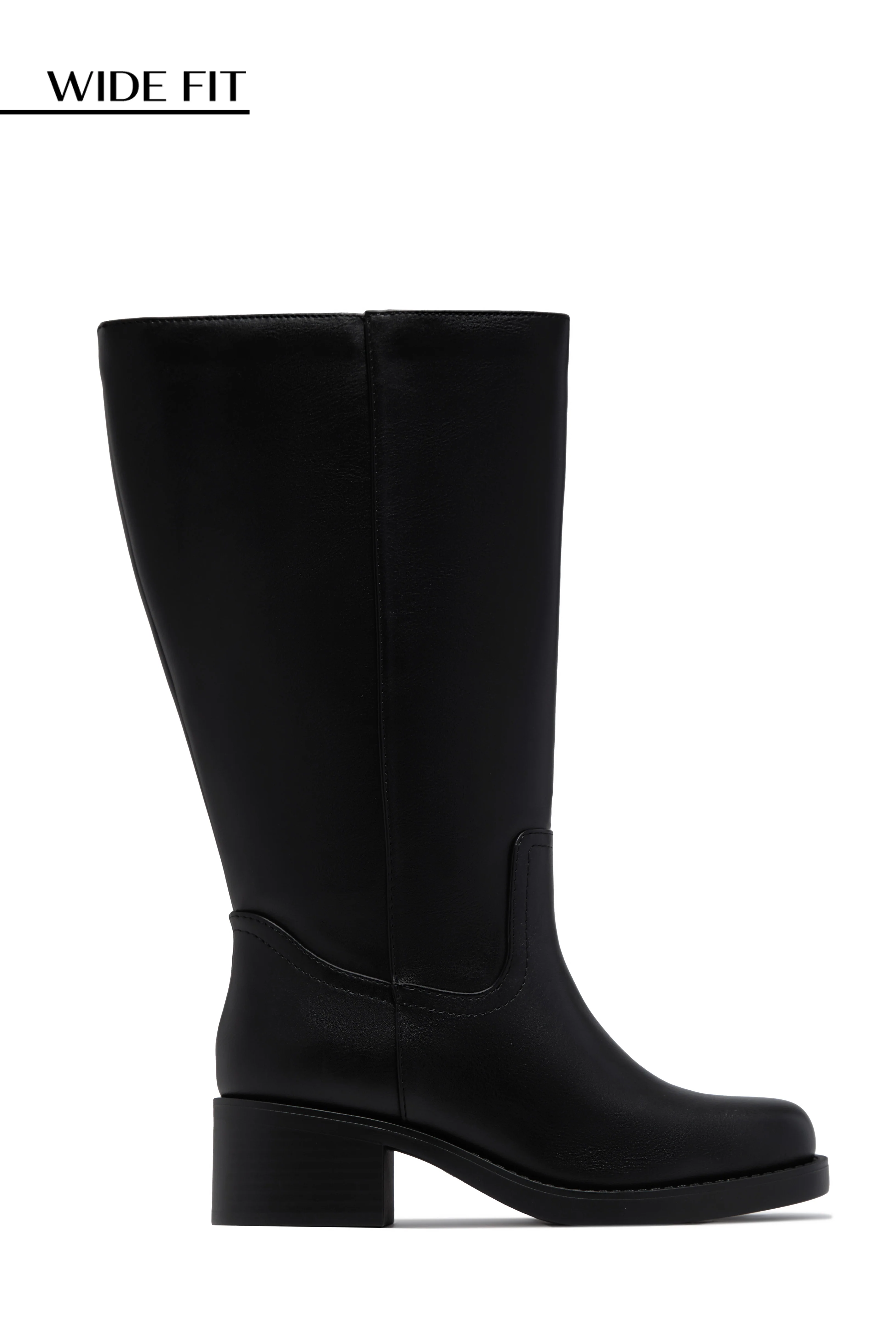 Midnight Icon Wide Fit Below The Knee Moto Boots - Black - Image 6