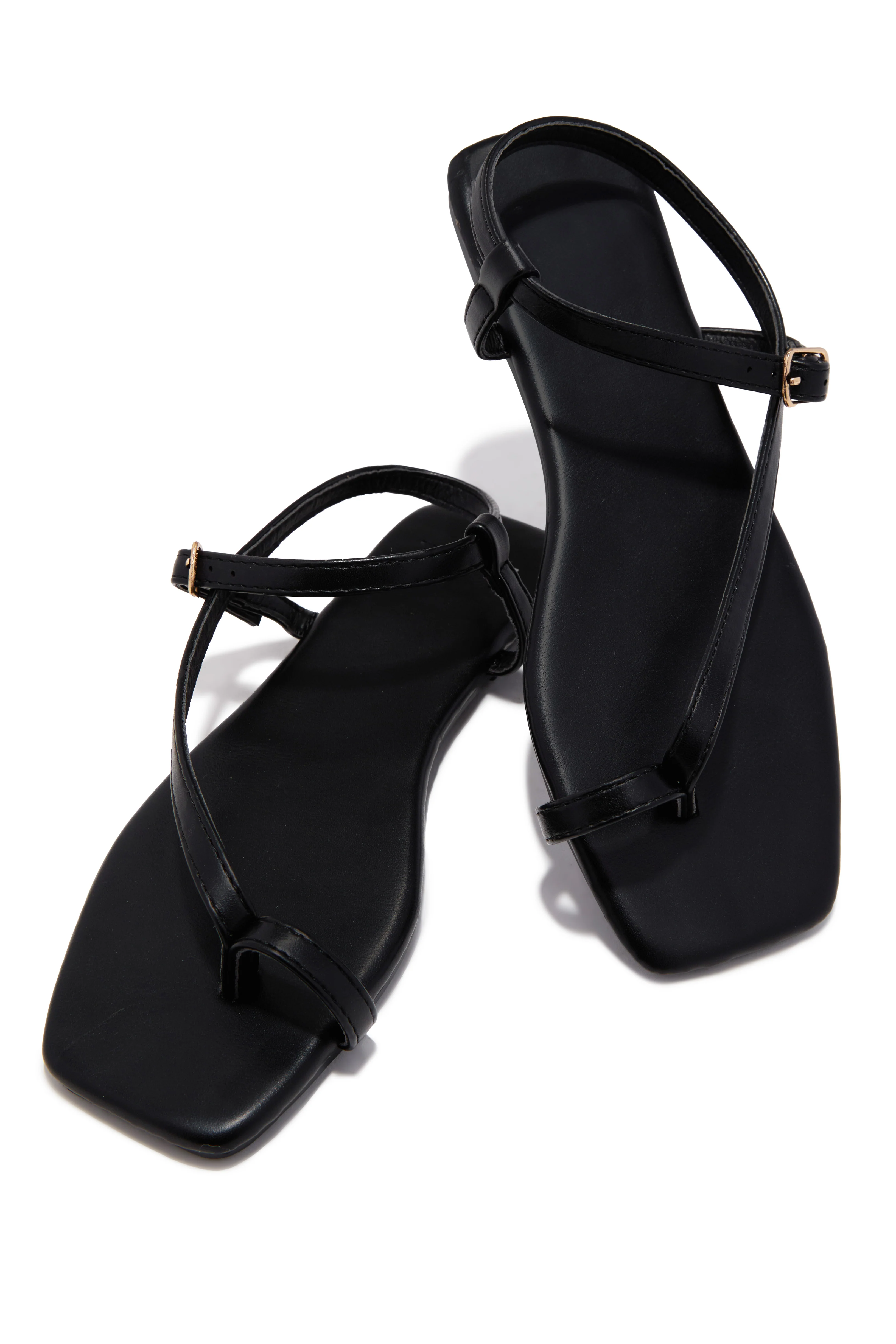 Monet Flat Strappy Sandals - Black - Image 2
