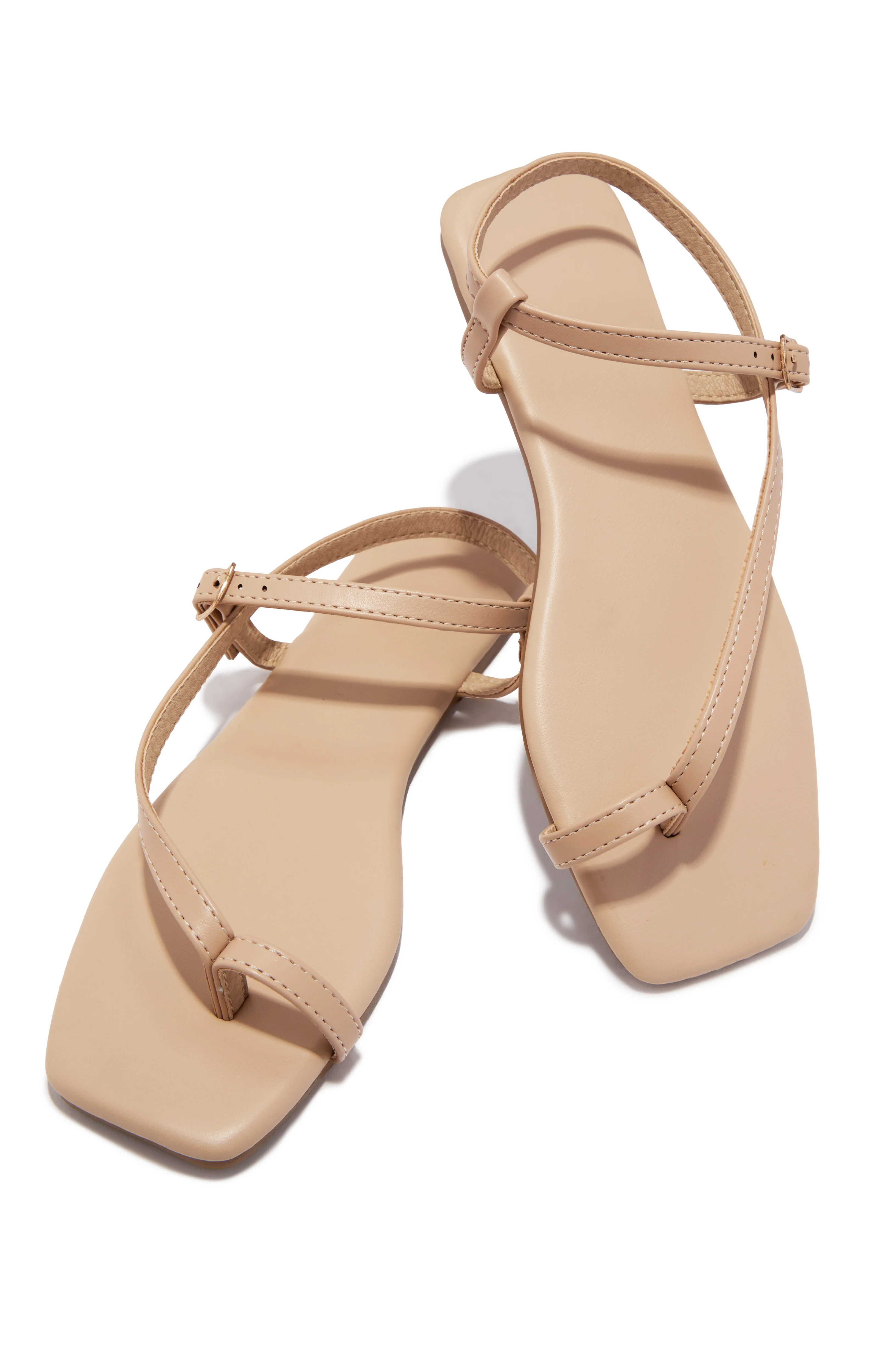 Monet Flat Strappy Sandals - Nude - Image 4