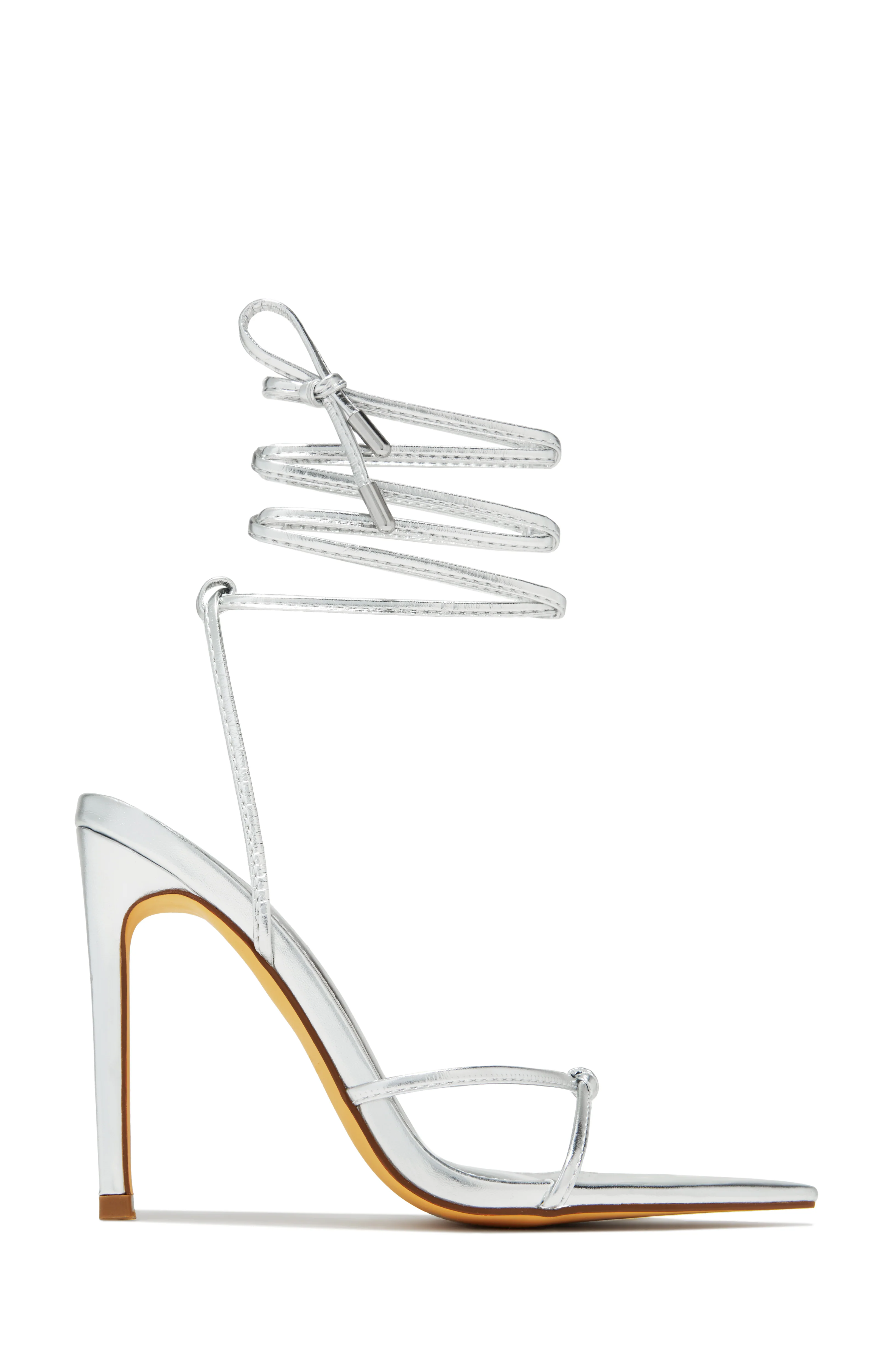 Nayeli Lace Up Single Sole Heels - Nude - Image 10