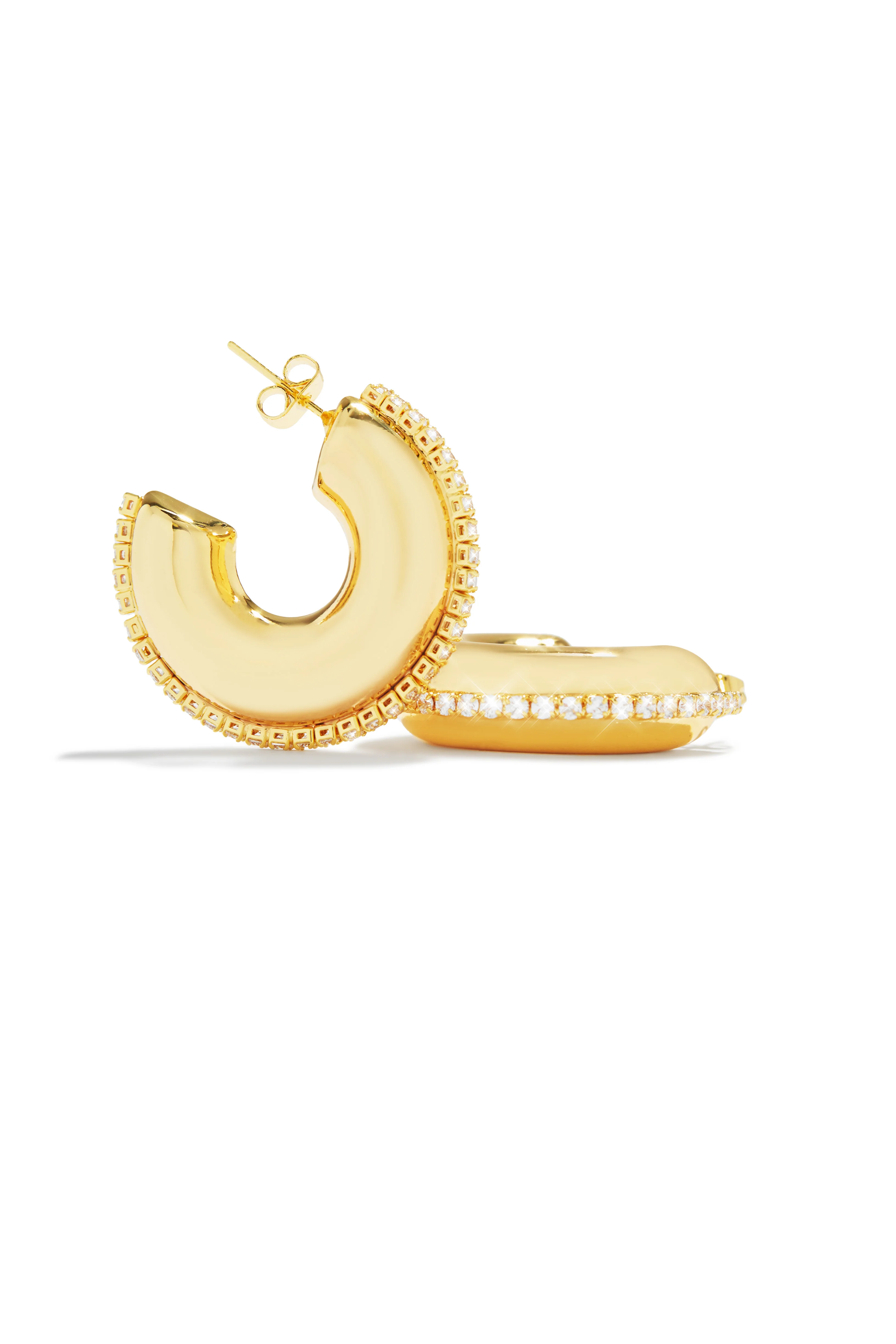 Naylah Chunky Embellished Hoop Earring - Gold - Image 4