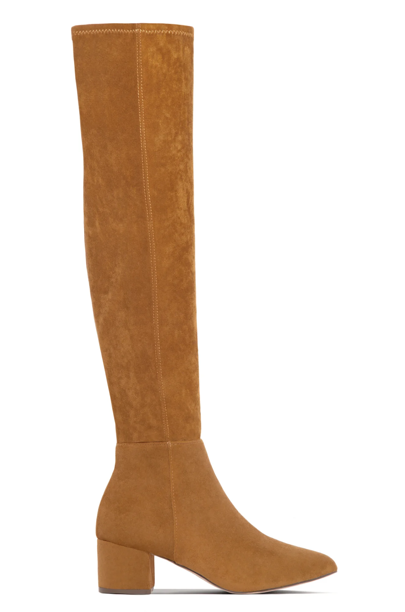New Moon Over The Knee Block Heel Boots - Chestnut - Image 2