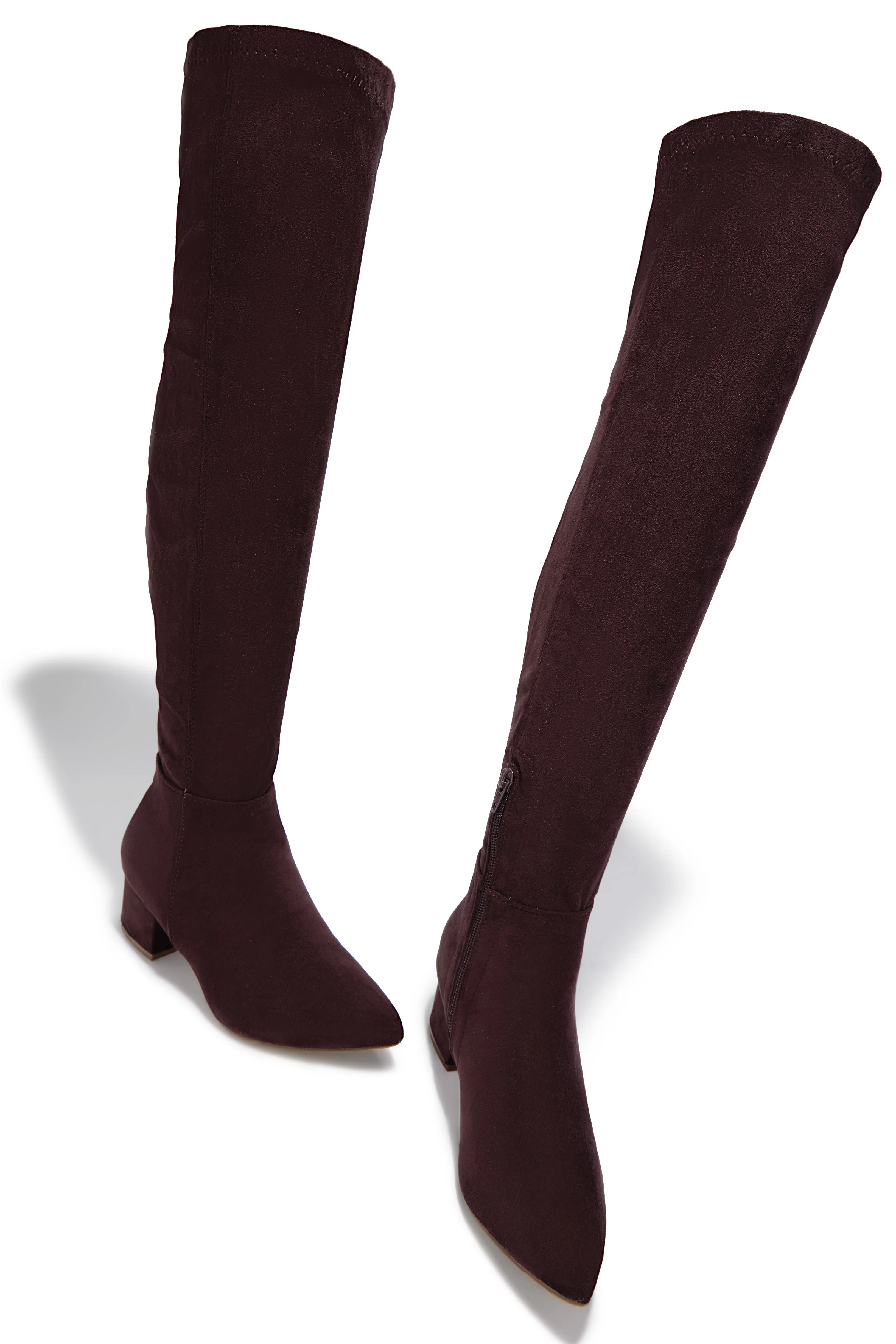 New Moon Over The Knee Block Heel Boots - Brown - Image 3