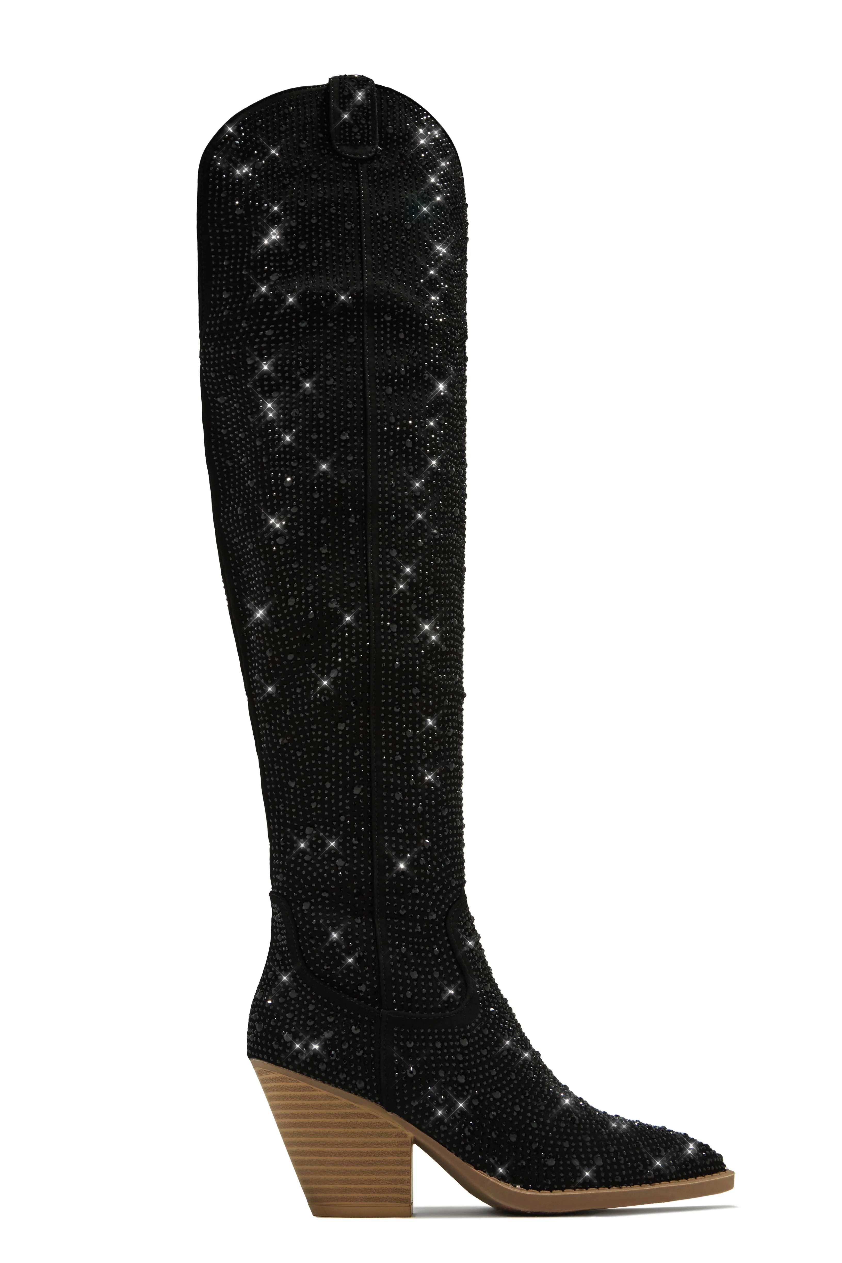 Nights In Nashville Embellished Cowgirl Boots - Black - Image 4