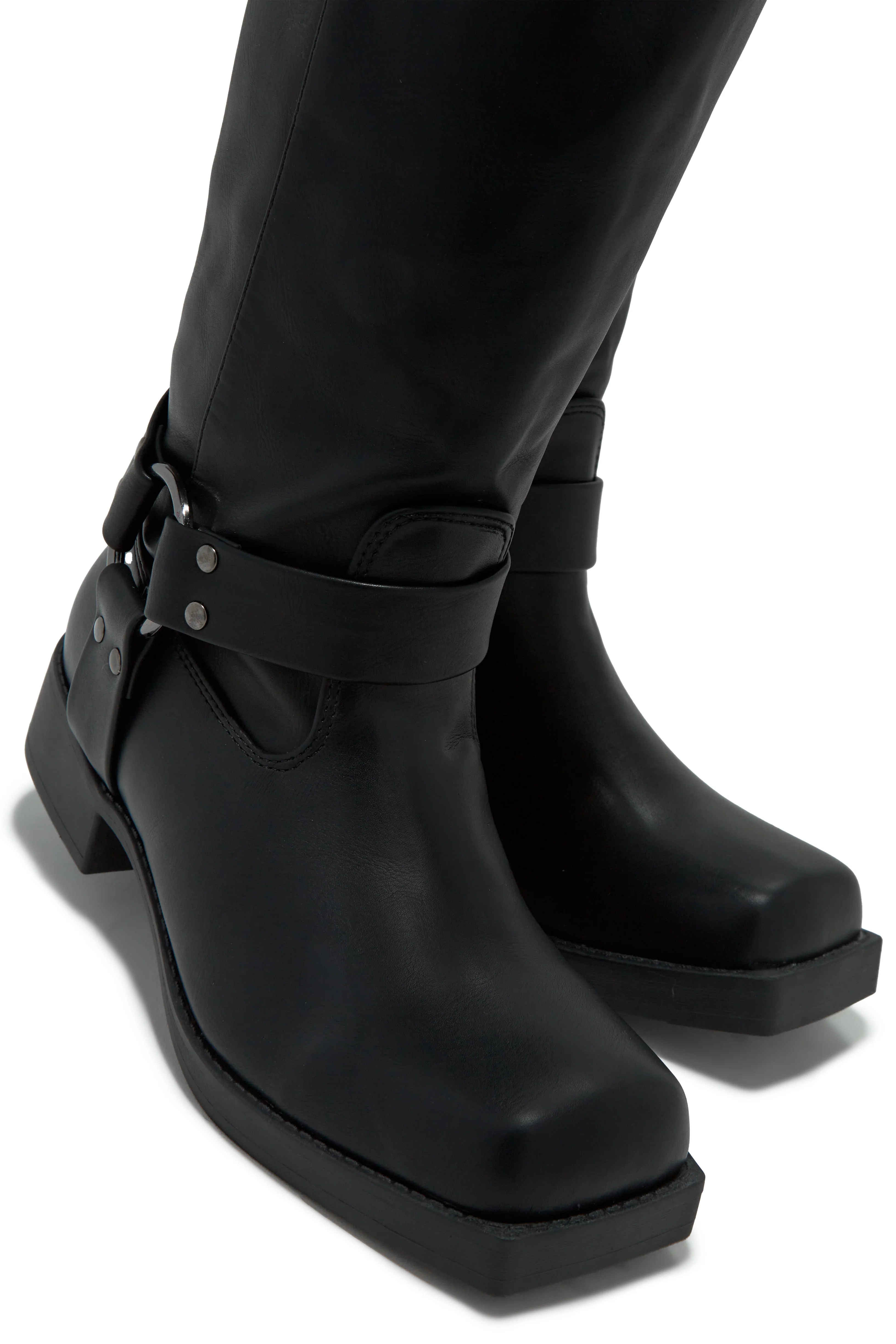 Nykko Knee High Moto Boots - Black - Image 5