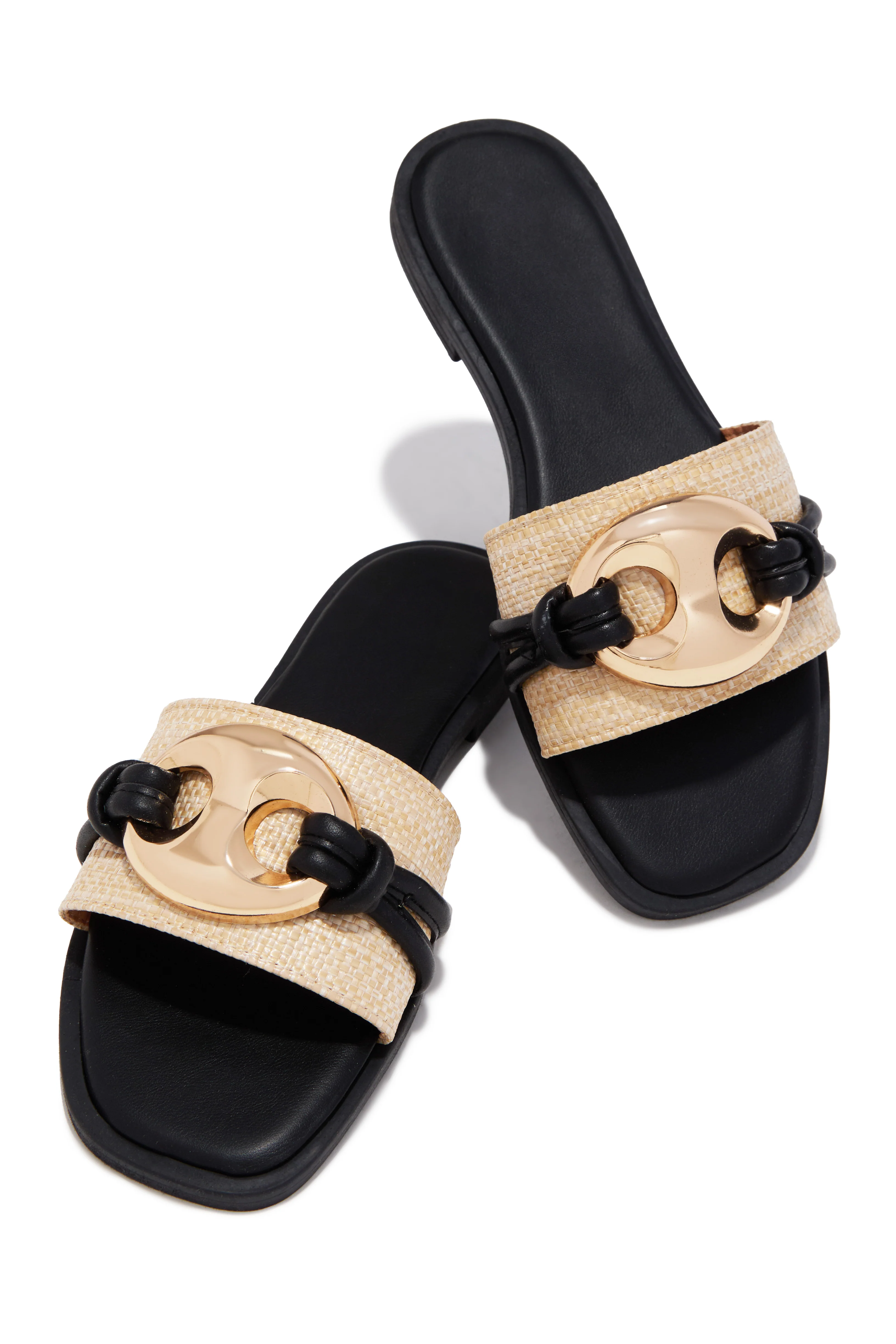 Ocean Kiss Flat Slip On Sandals - Black - Image 2
