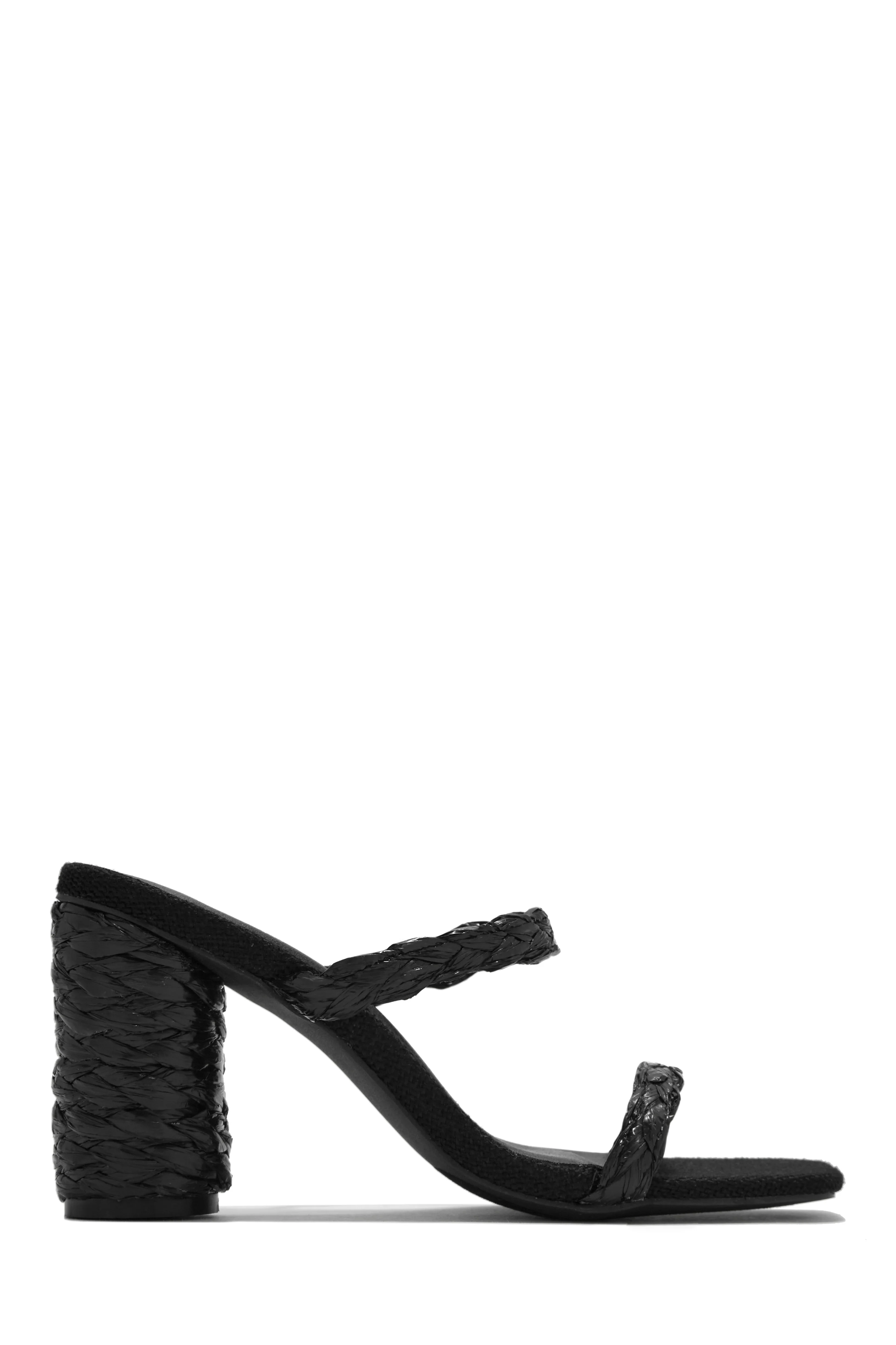Out On Vacation Espadrille Block Heel Mules - Black - Image 4