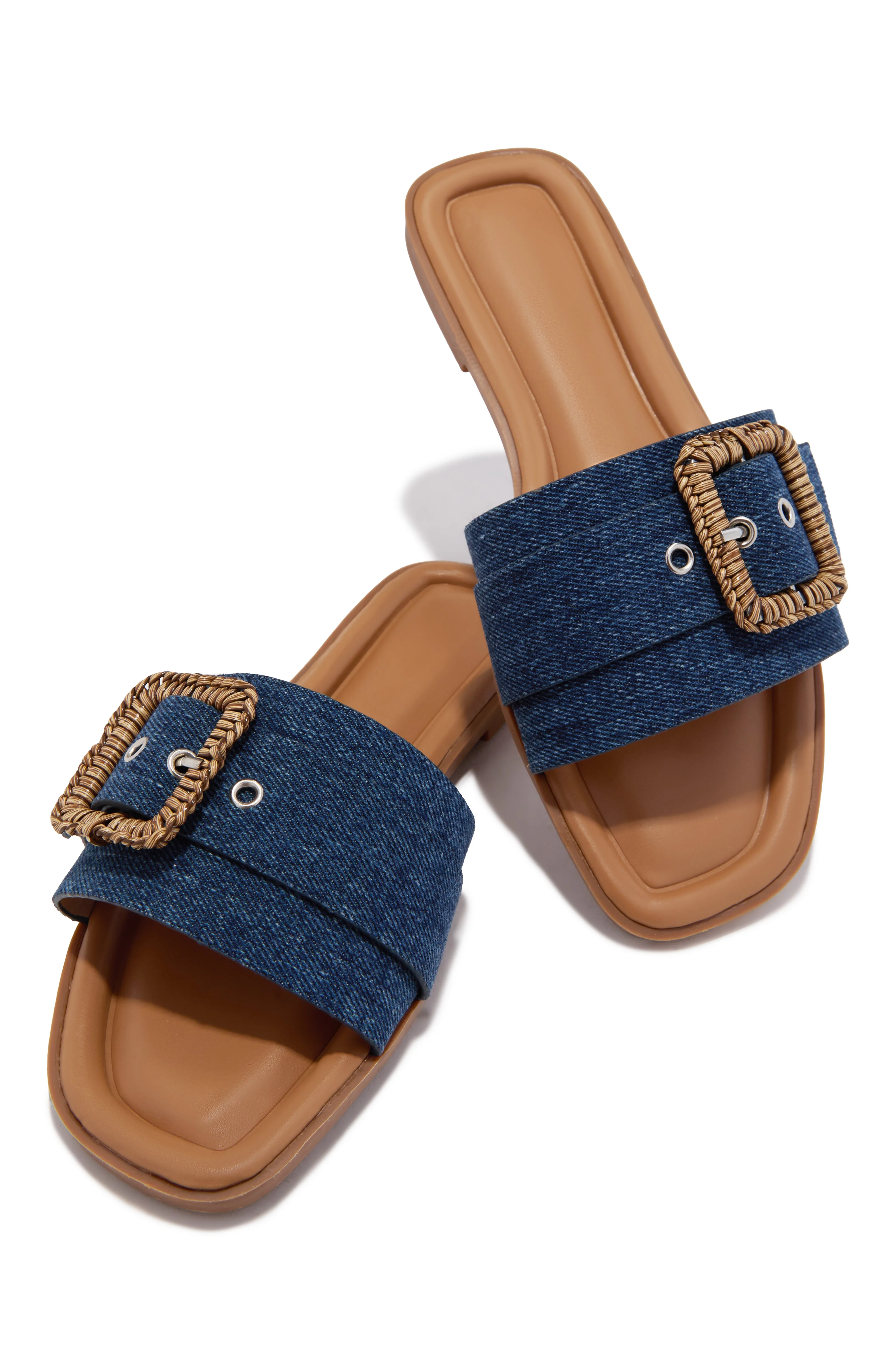 Paradise Steps Slip On Flat Sandals - Denim - Image 5