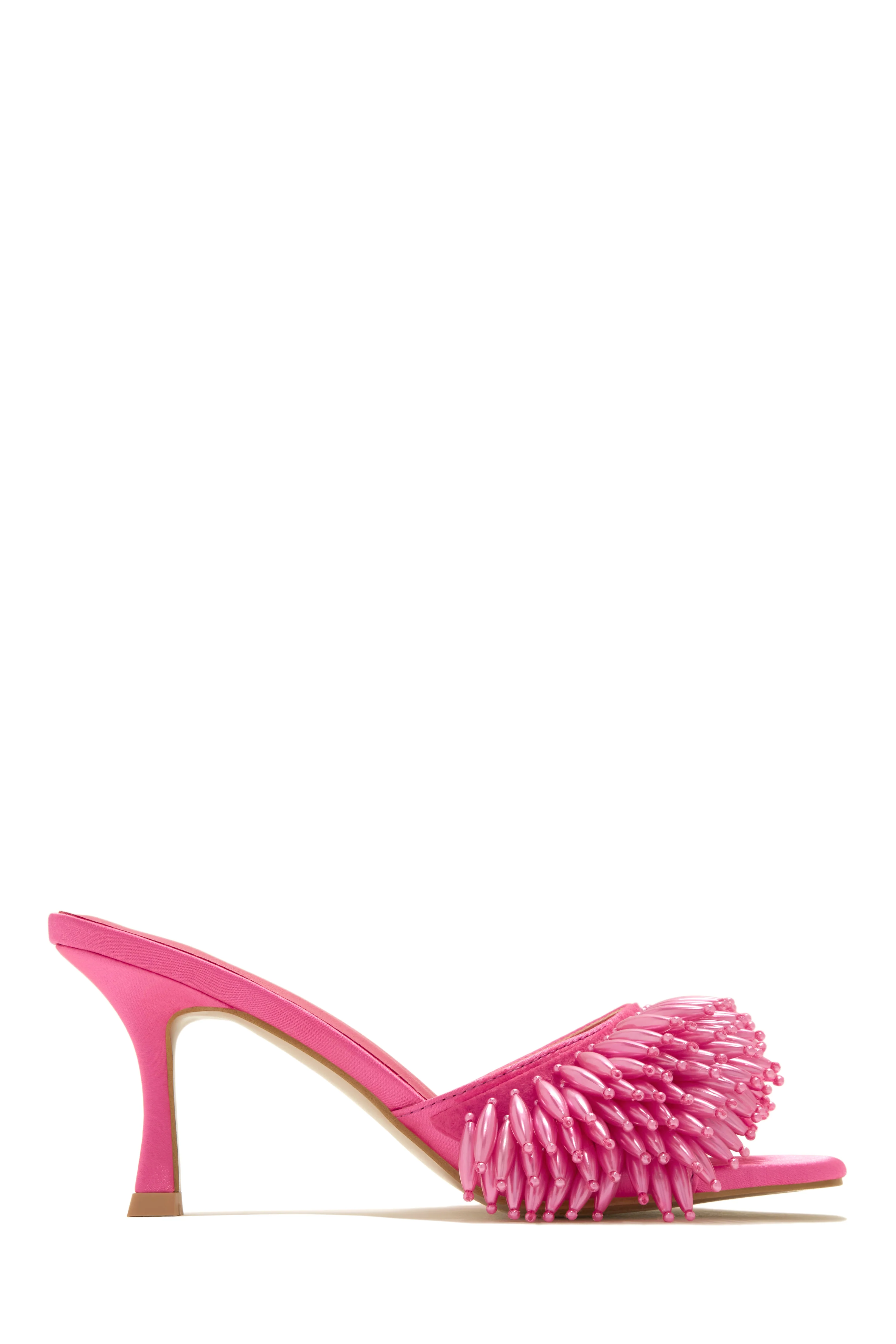 Paradiso Beaded Mid Heel Mules - Pink - Image 10