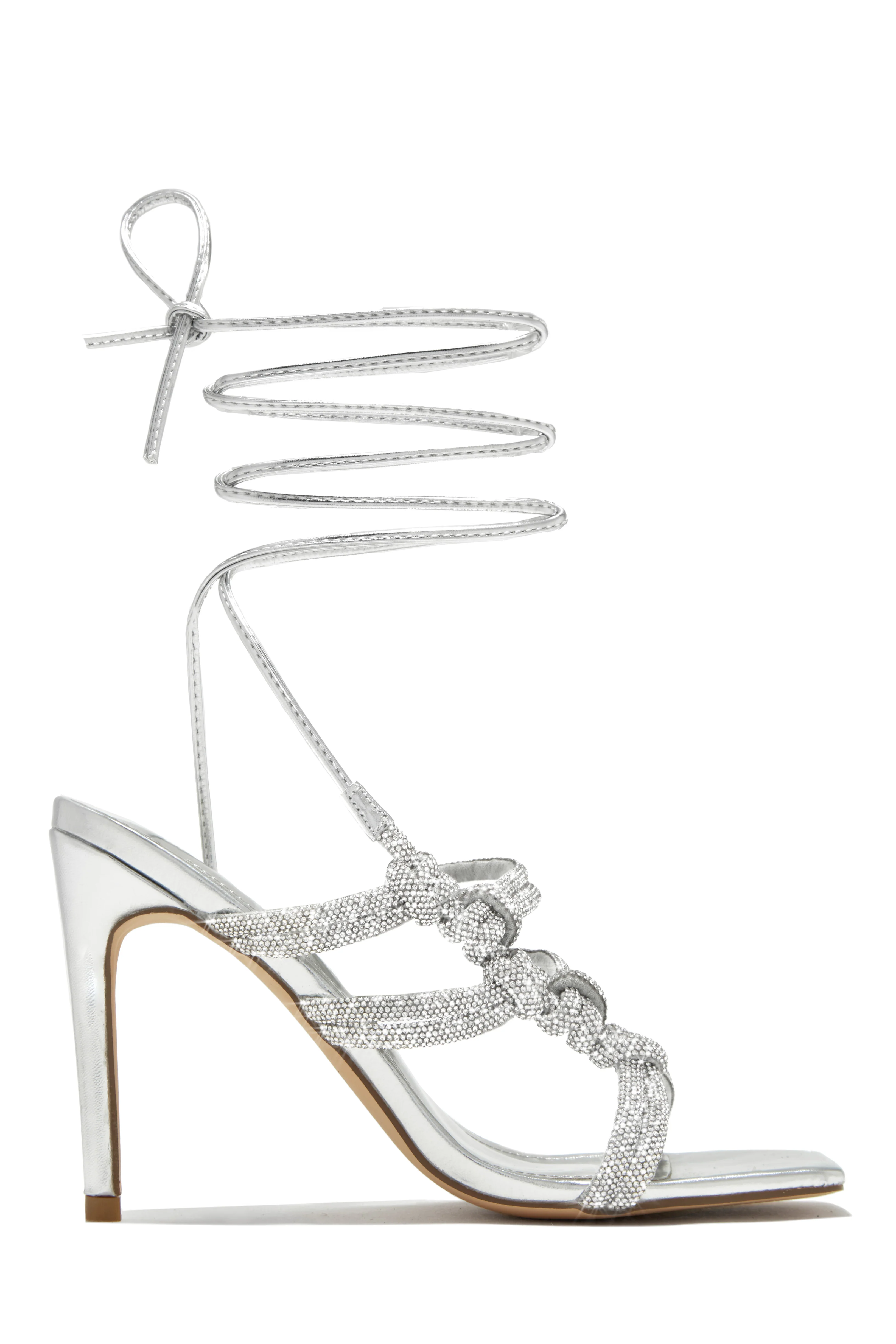 Party Girl Era Embellished Lace Up Heels - Nude - Image 10