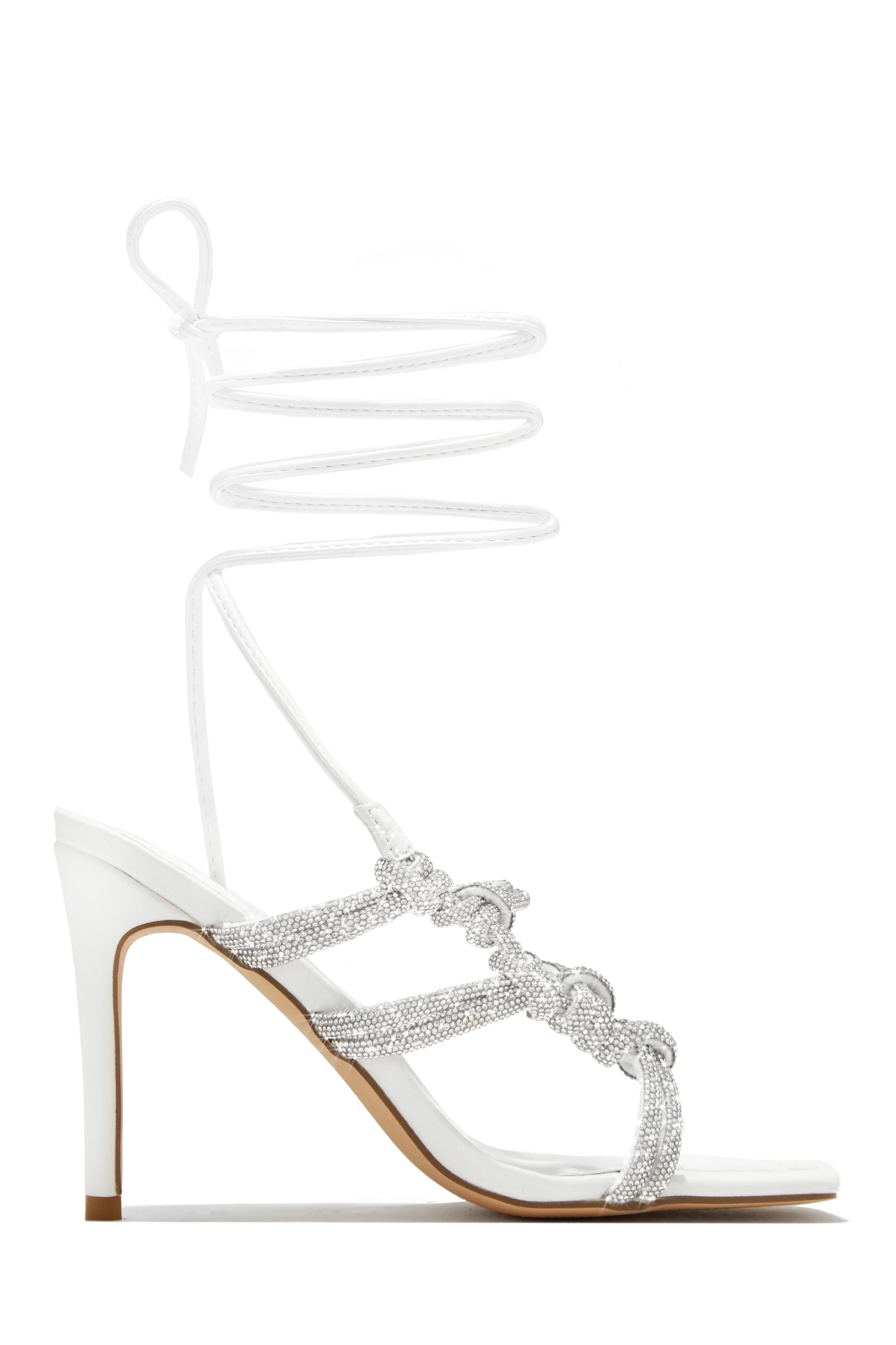 Party Girl Era Embellished Lace Up Heels - White - Image 5