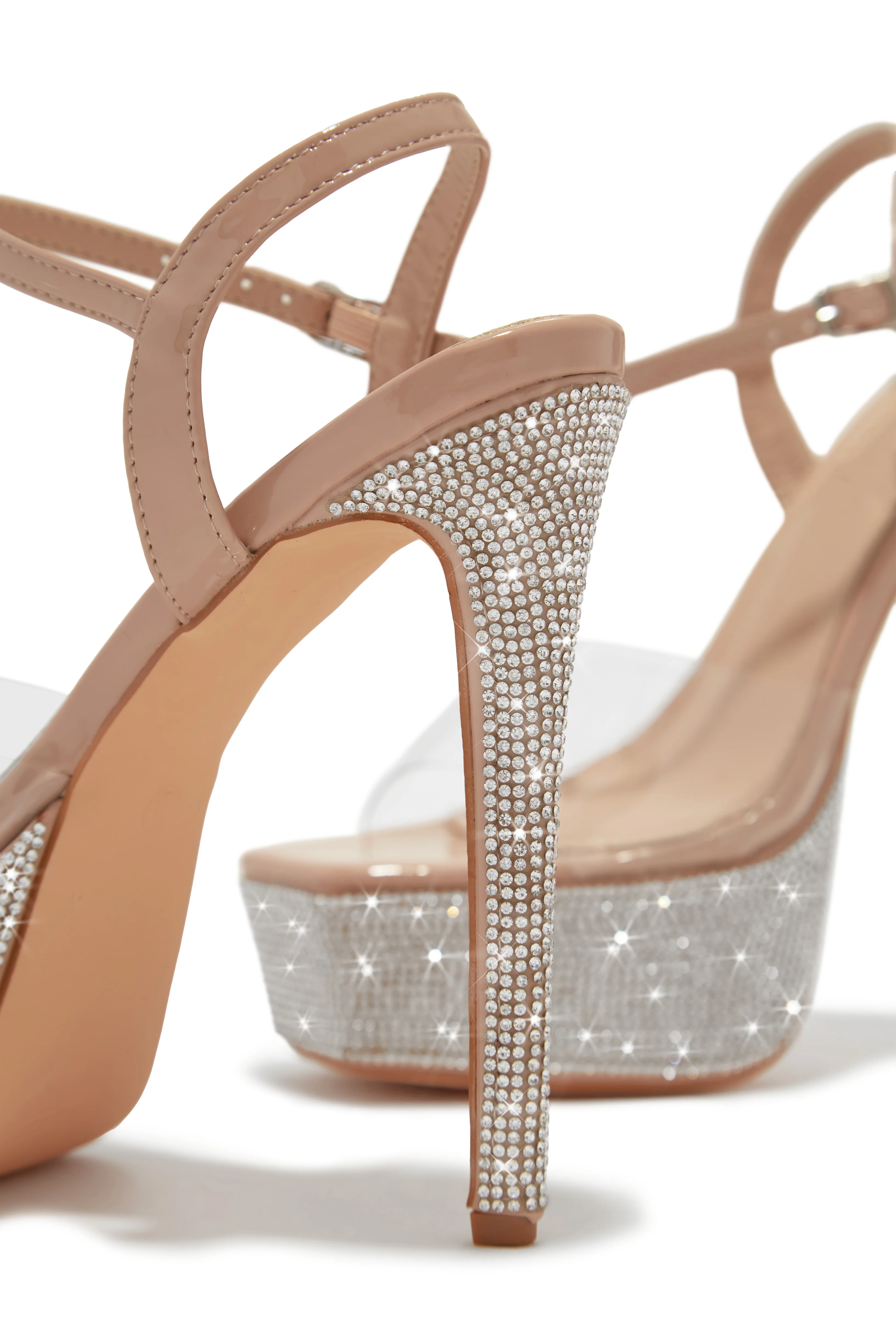 Party Ready Embellished Platform Heels - Nude - Image 5