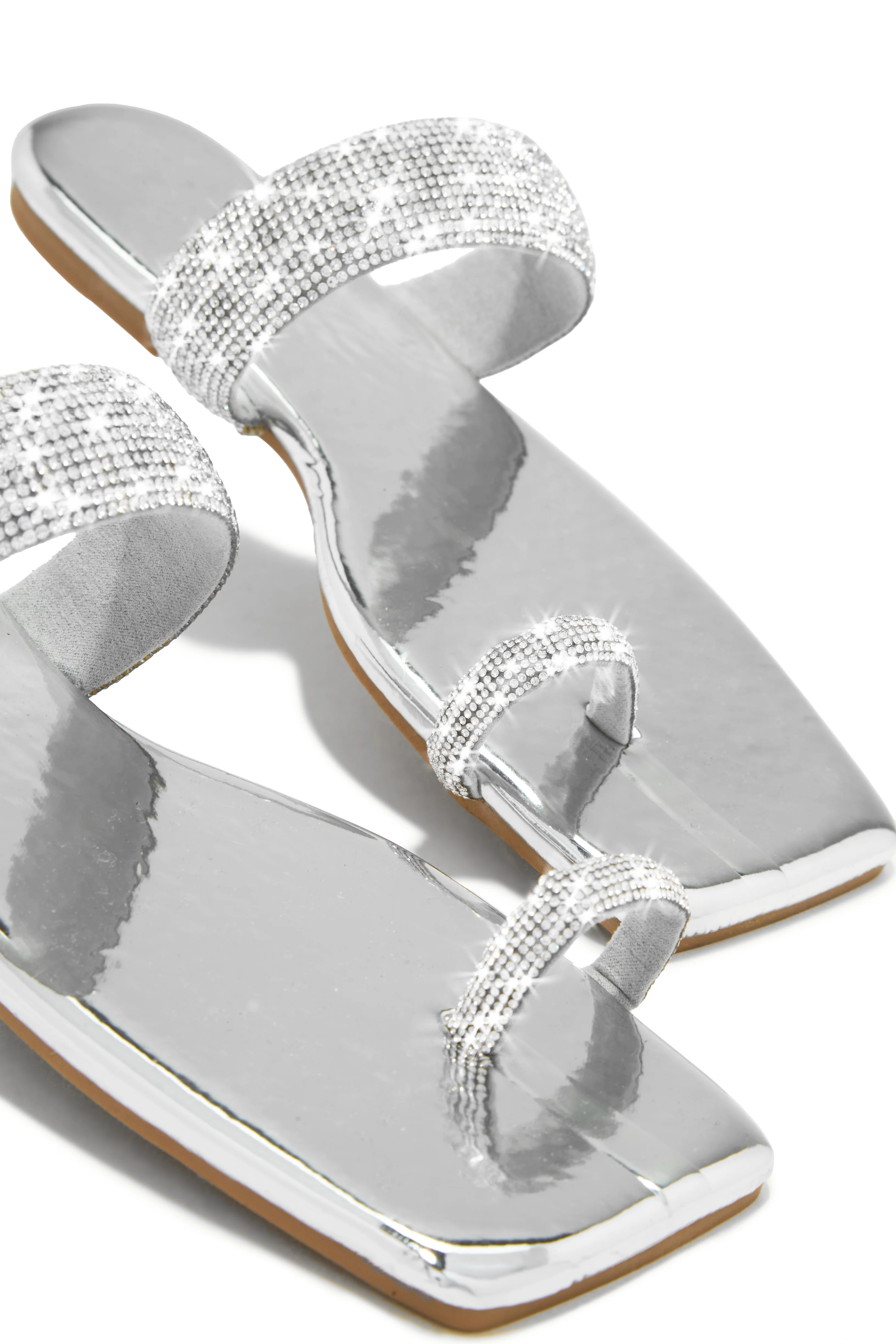 Playa Blanca Embellished Slip On Sandals - Silver - Image 2