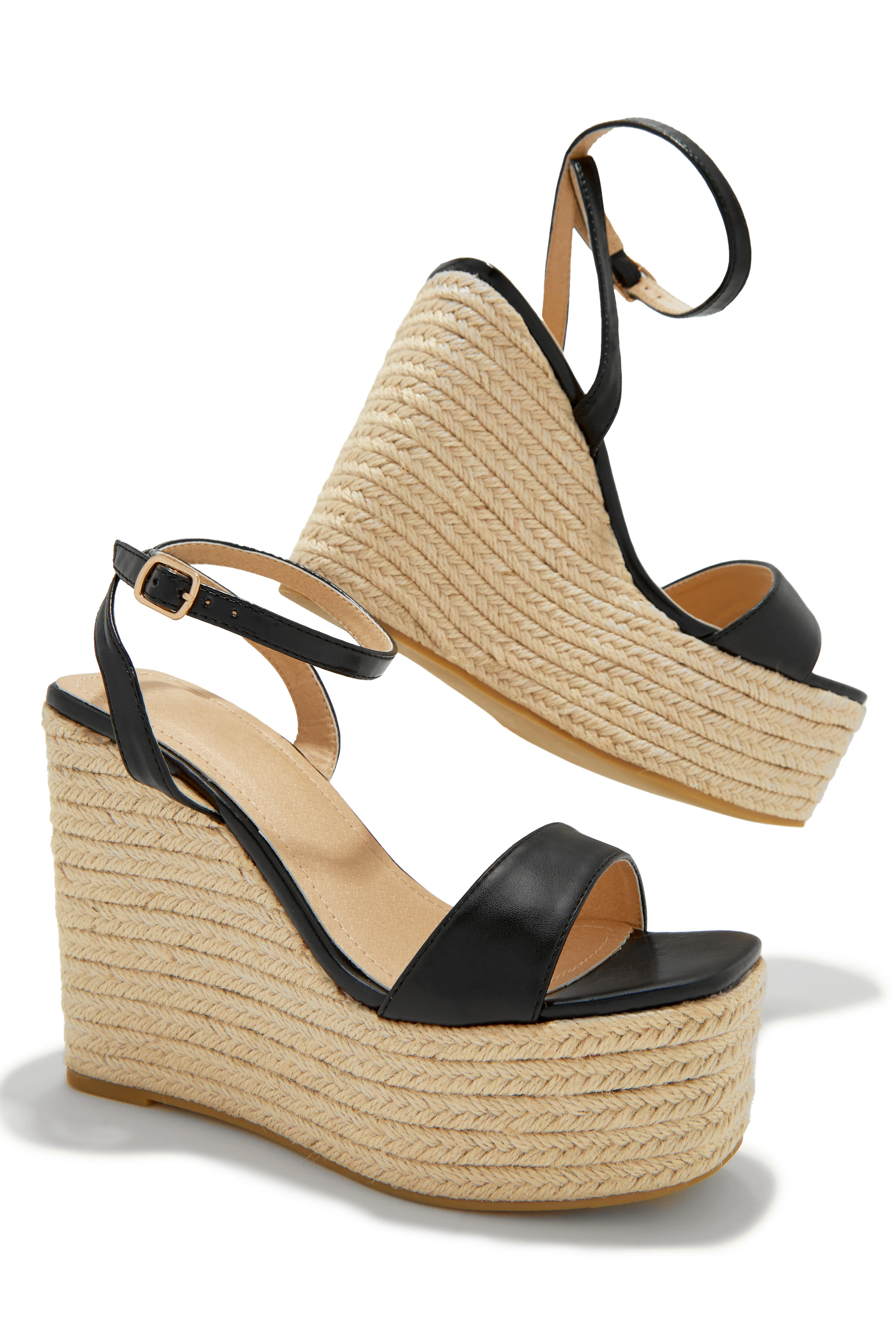 Poolside Espadrille Platform Wedges - Black - Image 5