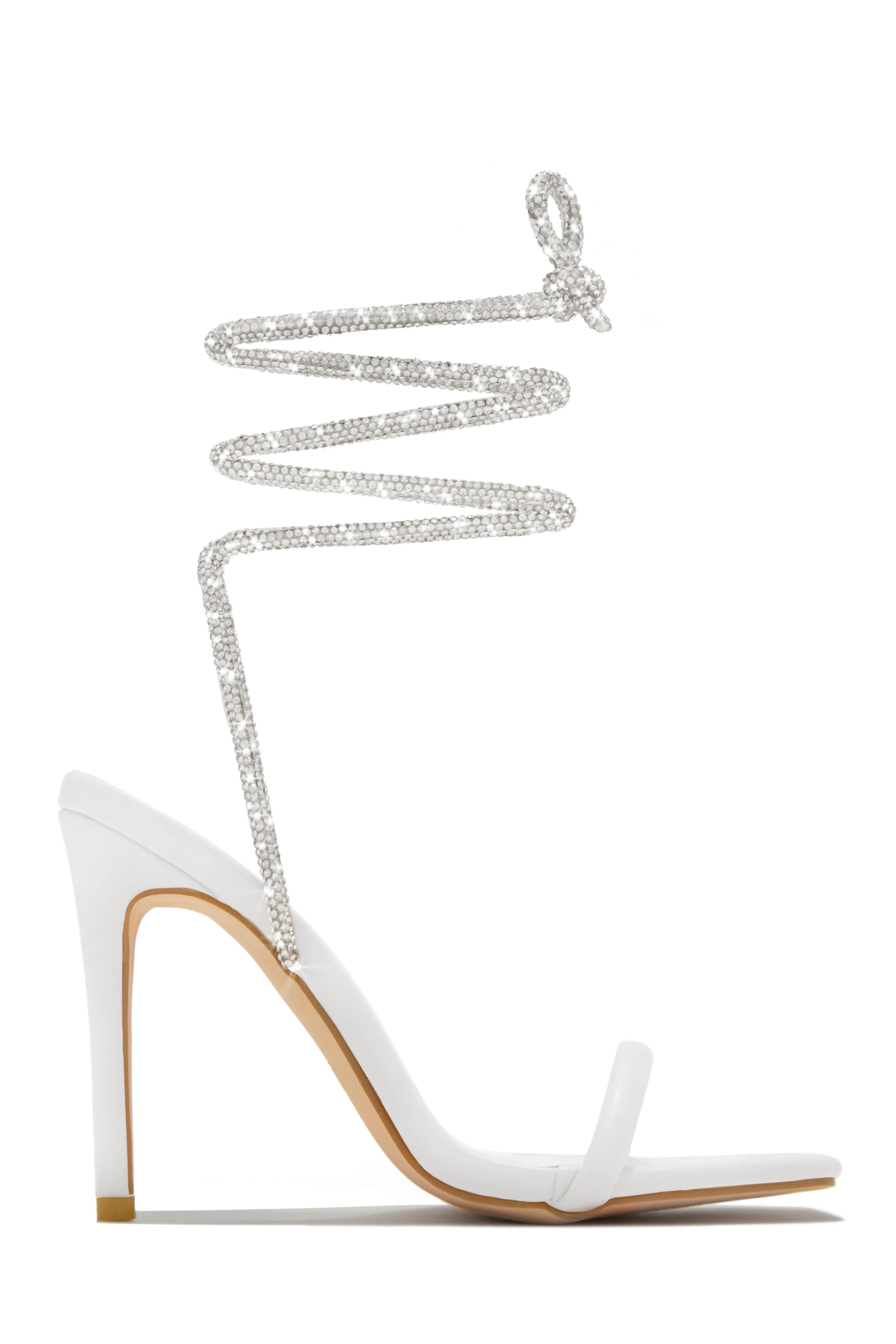 Pretty Girl Embellished Lace Up High Heels - Nude - Image 10