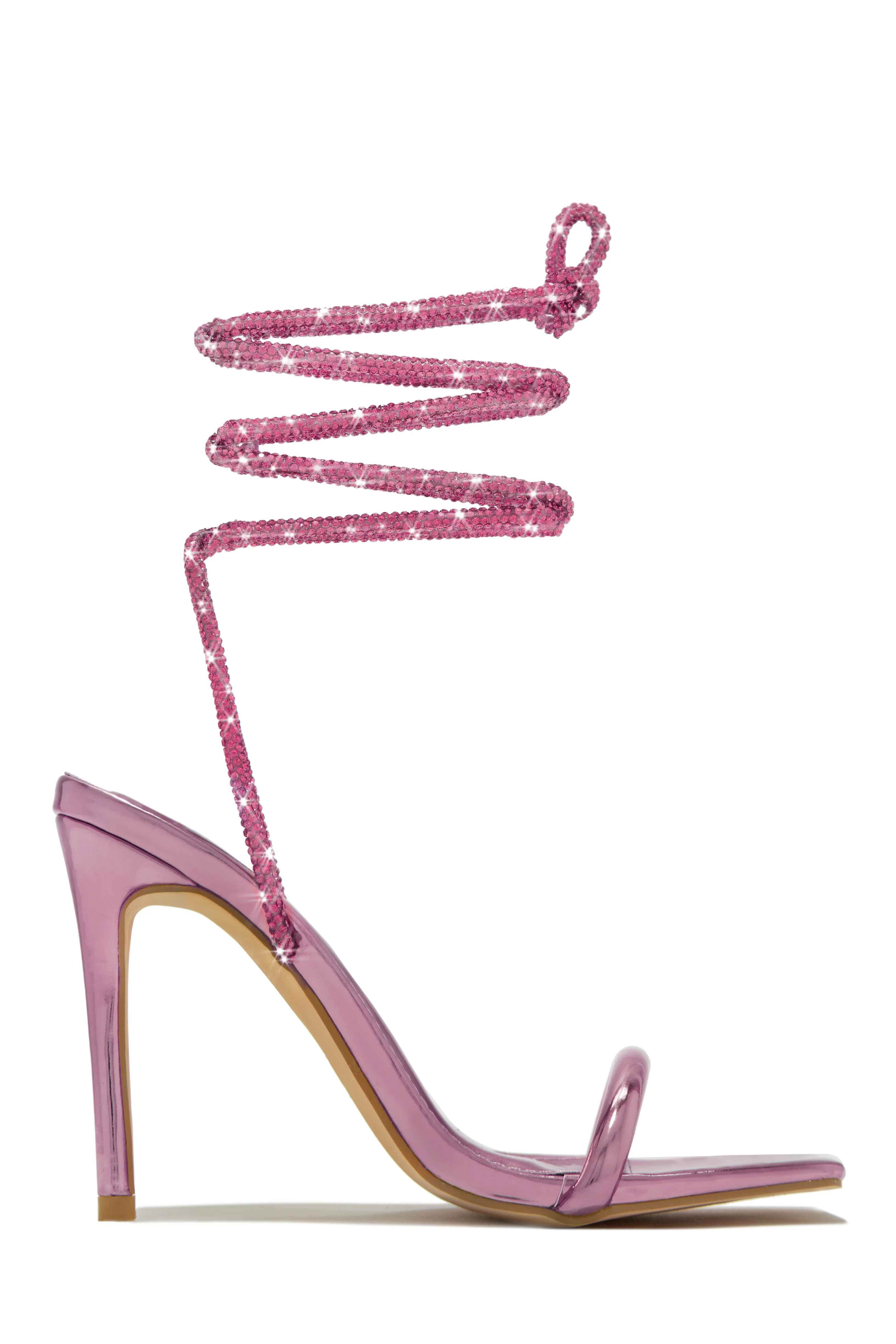 Pretty Girl Embellished Lace Up High Heels - Nude - Image 8