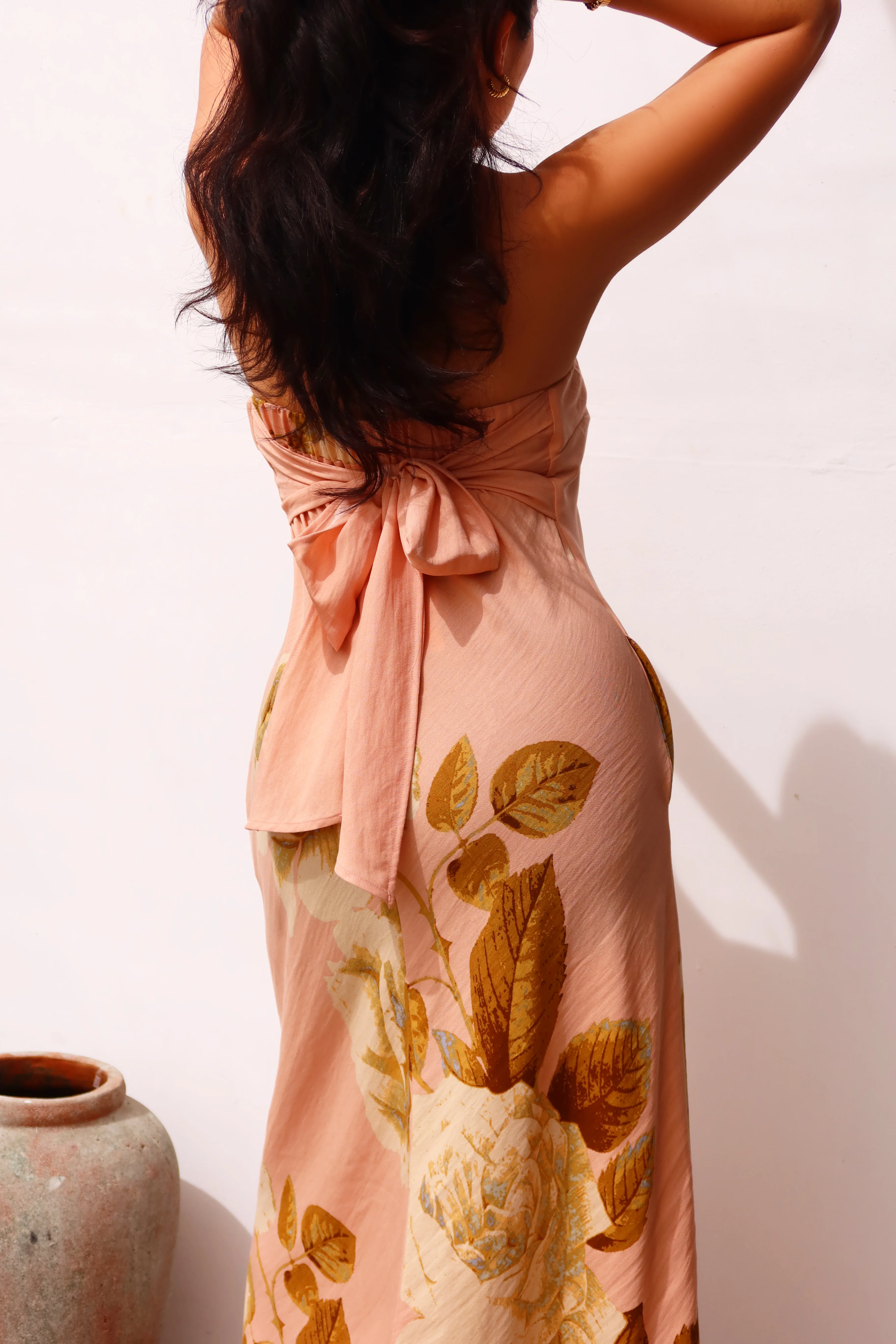 Pretty Rose Strapless Floral Maxi Dress - Dusty Rose - Image 2
