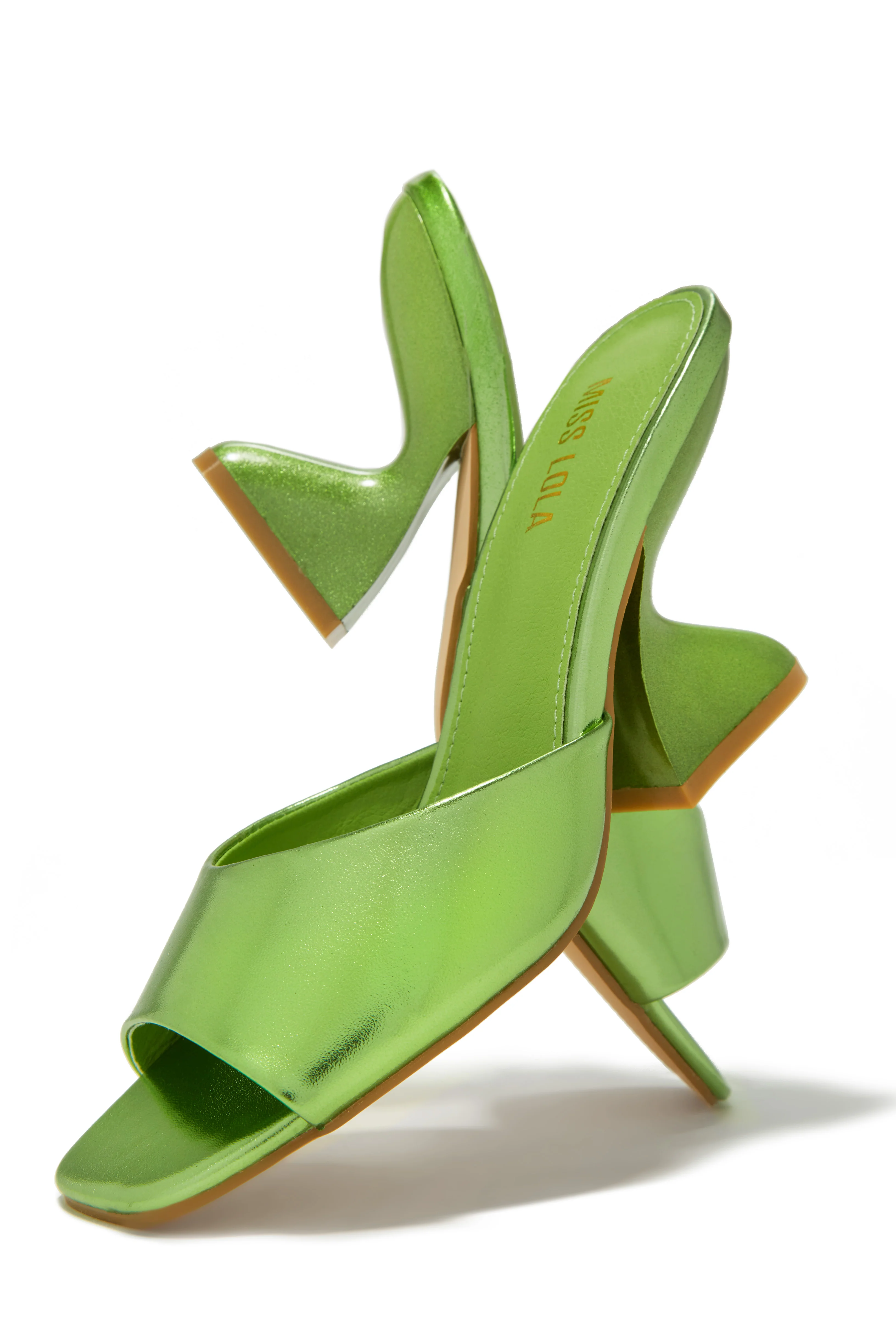 Racquel Mid Heel Mules - Green - Image 3