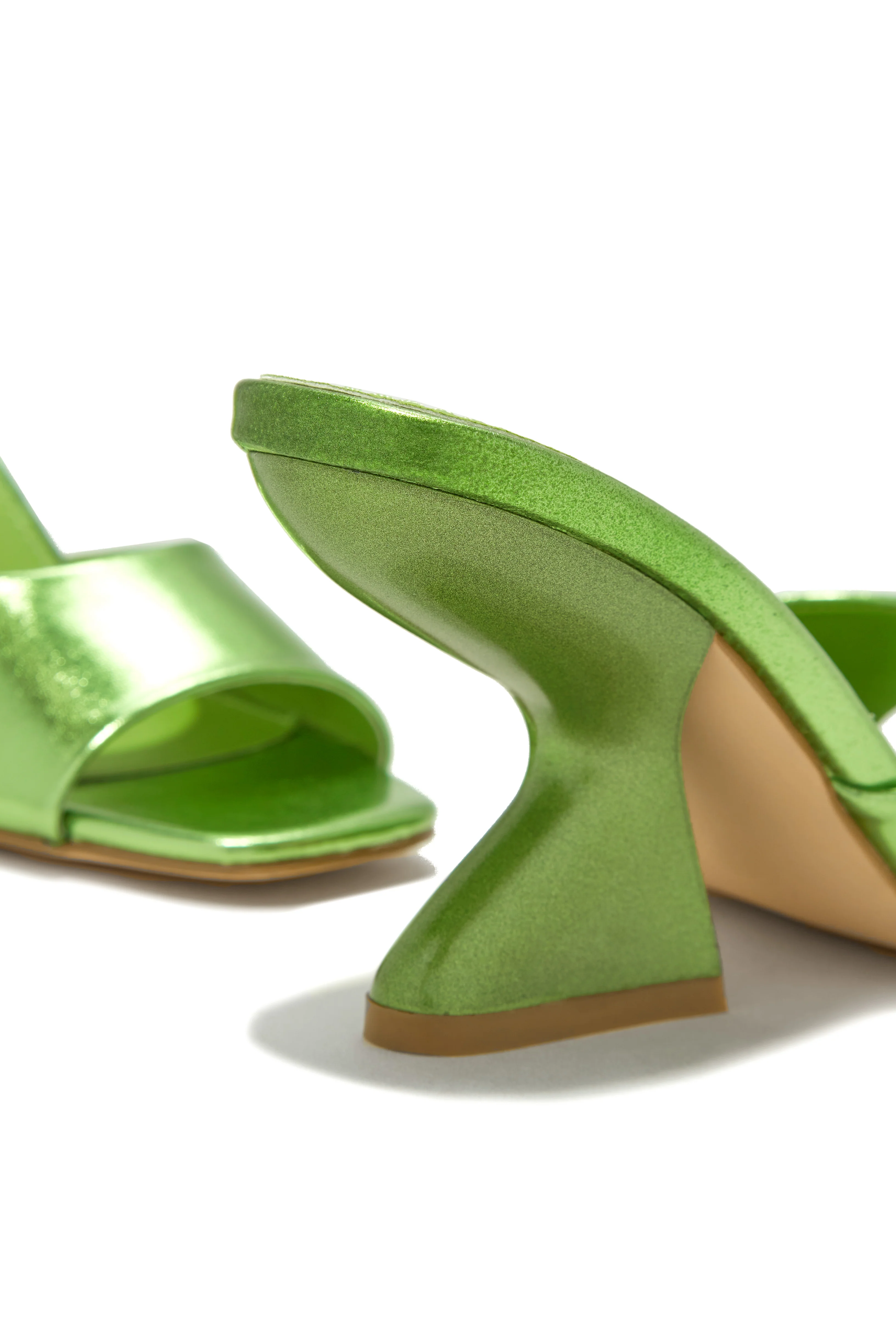 Racquel Mid Heel Mules - Green - Image 7