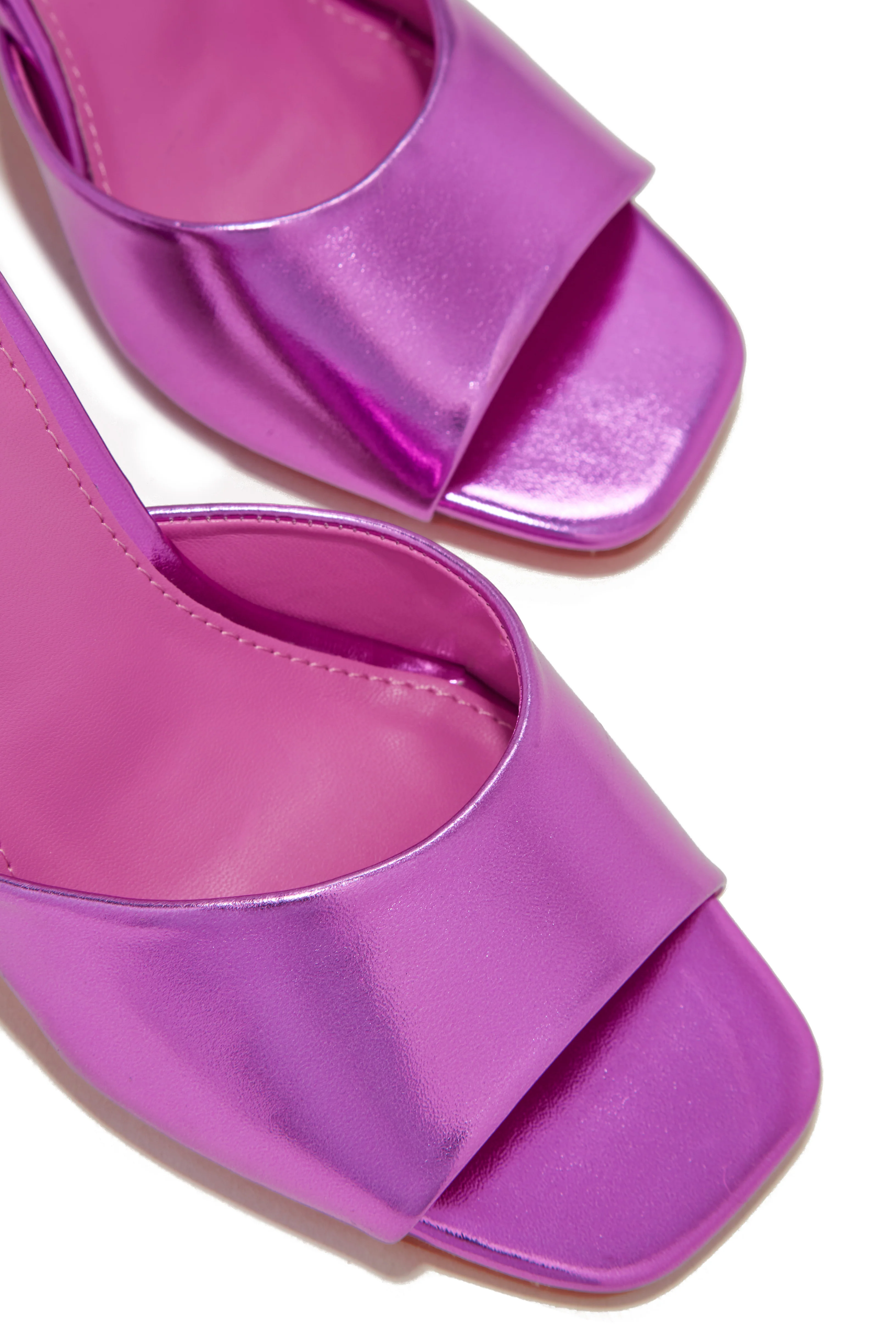 Racquel Mid Heel Mules - Metallic Pink - Image 4